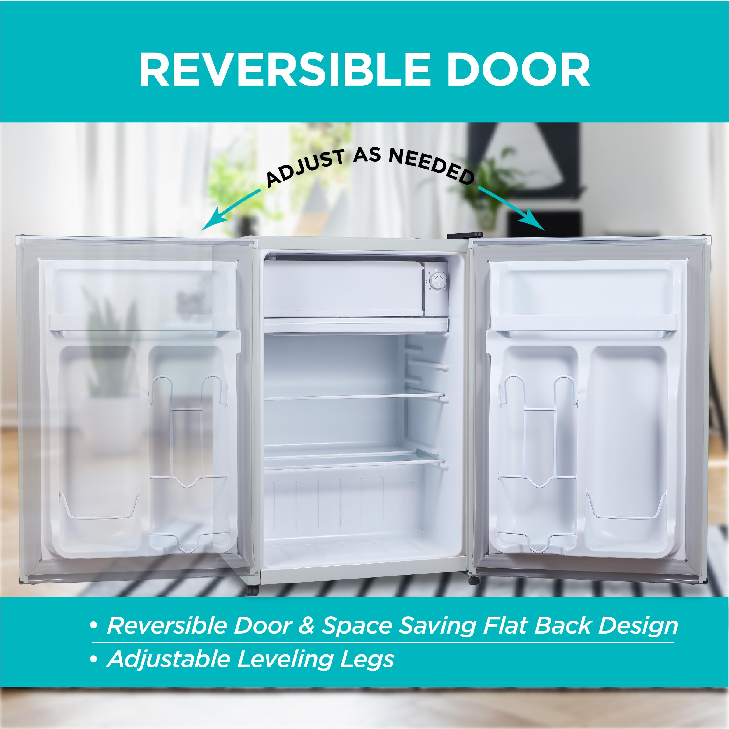 BLACK+DECKER 1.7 Cu. Ft. Compact Refrigerator, ENERGY STAR Certified, Single Door Mini Fridge with Chiller Compartment, Personal Fridge for Home or Dorm Room, R600a Refrigerant, BCRK17W, White