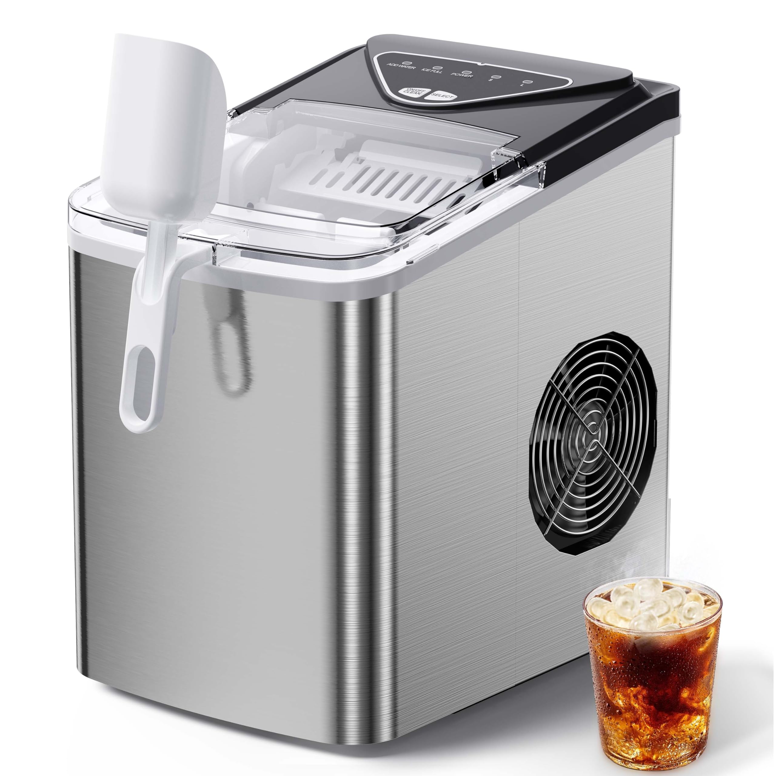 Nugget Ice Maker Countertop, Silonn Chewable Pellet Ice Machine with Self-Cleanin Function, 36lbs/24H Portable Ice Makers for Home Kitchen Officce, Black