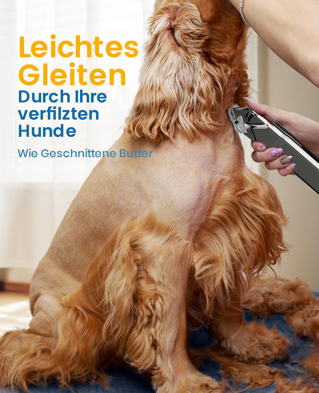 oneisall Hundeschermaschine für die Fellpflege für dickes, schweres Fell/geräuscharmer, wiederaufladbarer, kabelloser Haustierrasierer mit Edelstahlklinge/wasserdichter Hunderasierer für Hunde