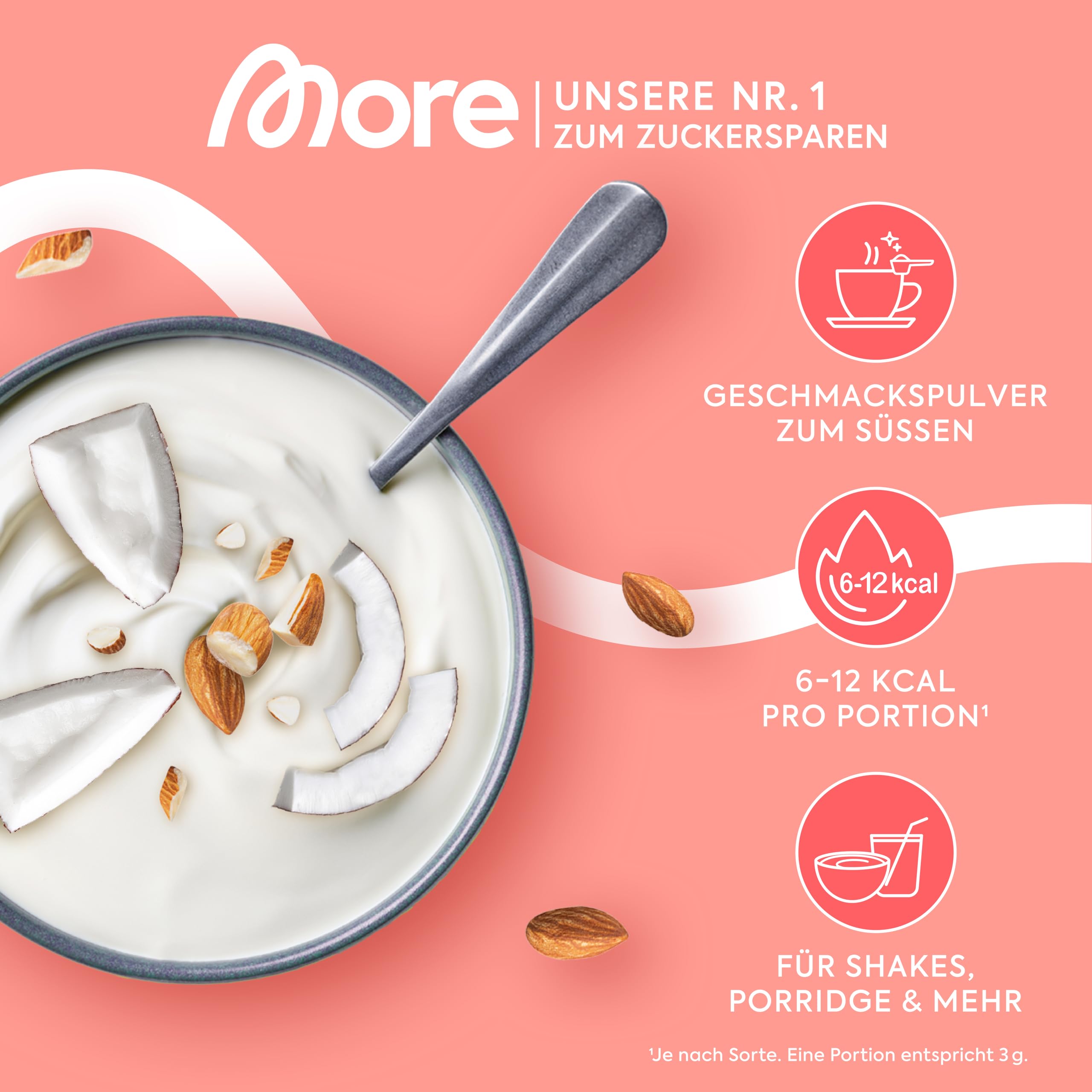 MORE Chunky Flavour, Vanilla Perfection, 150 g, vegan, Geschmackspulver zum Süßen, ohne viel Zucker und Kalorien, mit Inulin und Laktase - made in Germany