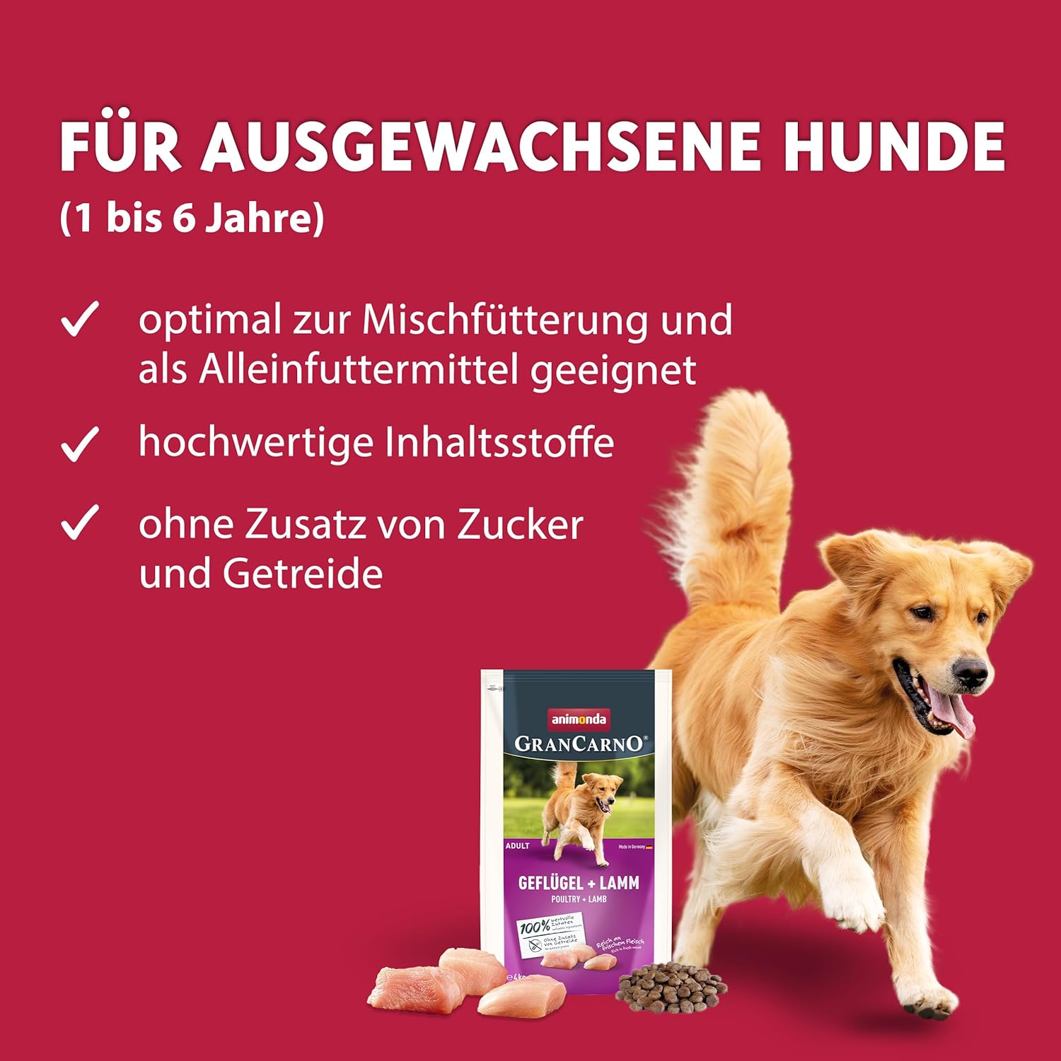 animonda GranCarno Adult Deftige Variation (6 x 800 g), Hundenassfutter für ausgewachsene Tiere, Nassfutter für Hunde mit 100% frischen, fleischlichen Zutaten, Hundefutter ohne Getreide