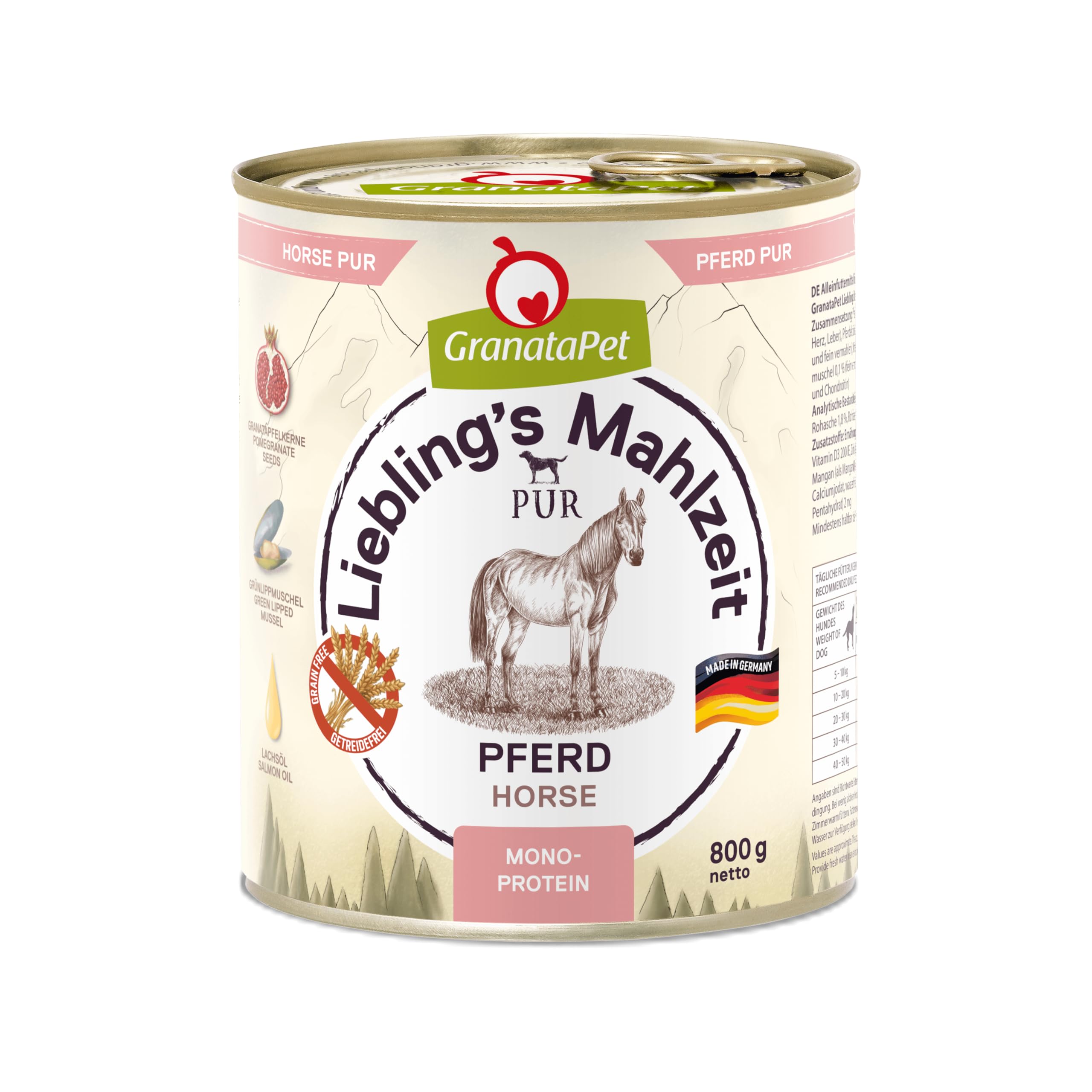 GranataPet Liebling's Mahlzeit Multipack 2, Nassfutter für Hunde im Probierpaket, Alleinfuttermittel ohne Getreide, Hundefutter mit hohem Fleischanteil & hochwertigen Ölen, 6 x 800 g