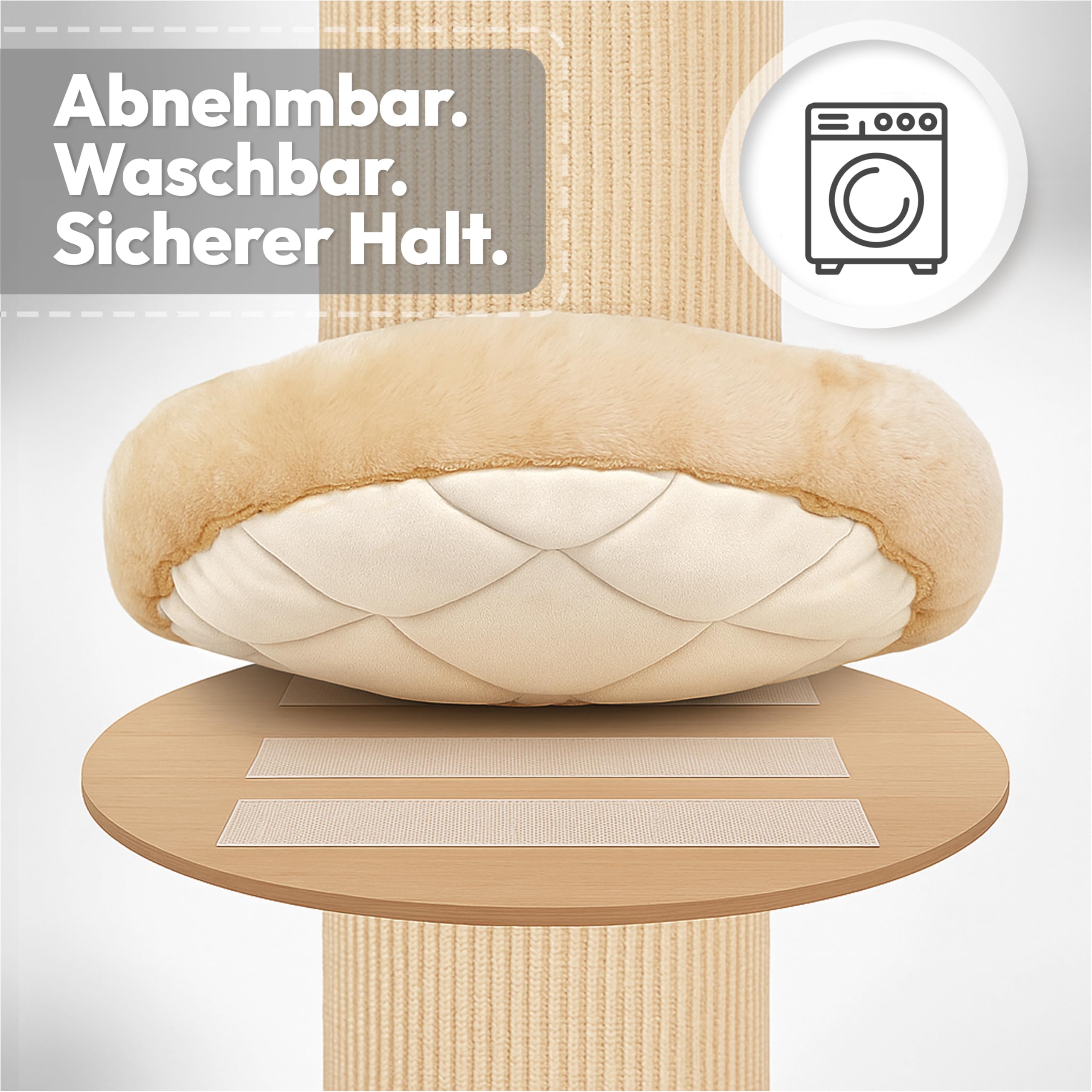 Kratzbaum wandmontiert 185 cm hoch, XXL Katzenbaum Premium Sisal Säulen, 3 Plattformen Kissen abnehmbar & waschbar I Stabiler & Platzsparender Katzenkratzbaum, Grau