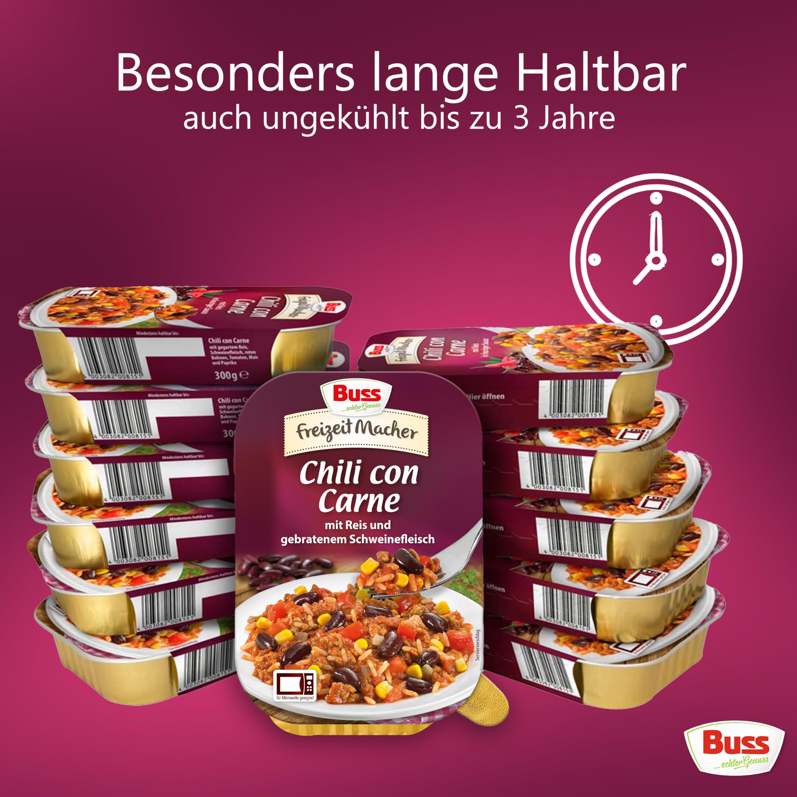 Buss Freizeitmacher Traditioneller Grünkohl Eintopf mit Kartoffeln und Mettenden - Fertiggerichte zum Aufwärmen in Mikrowelle & Topf - Schnell & Einfach Zubereitet - 12 x 300g