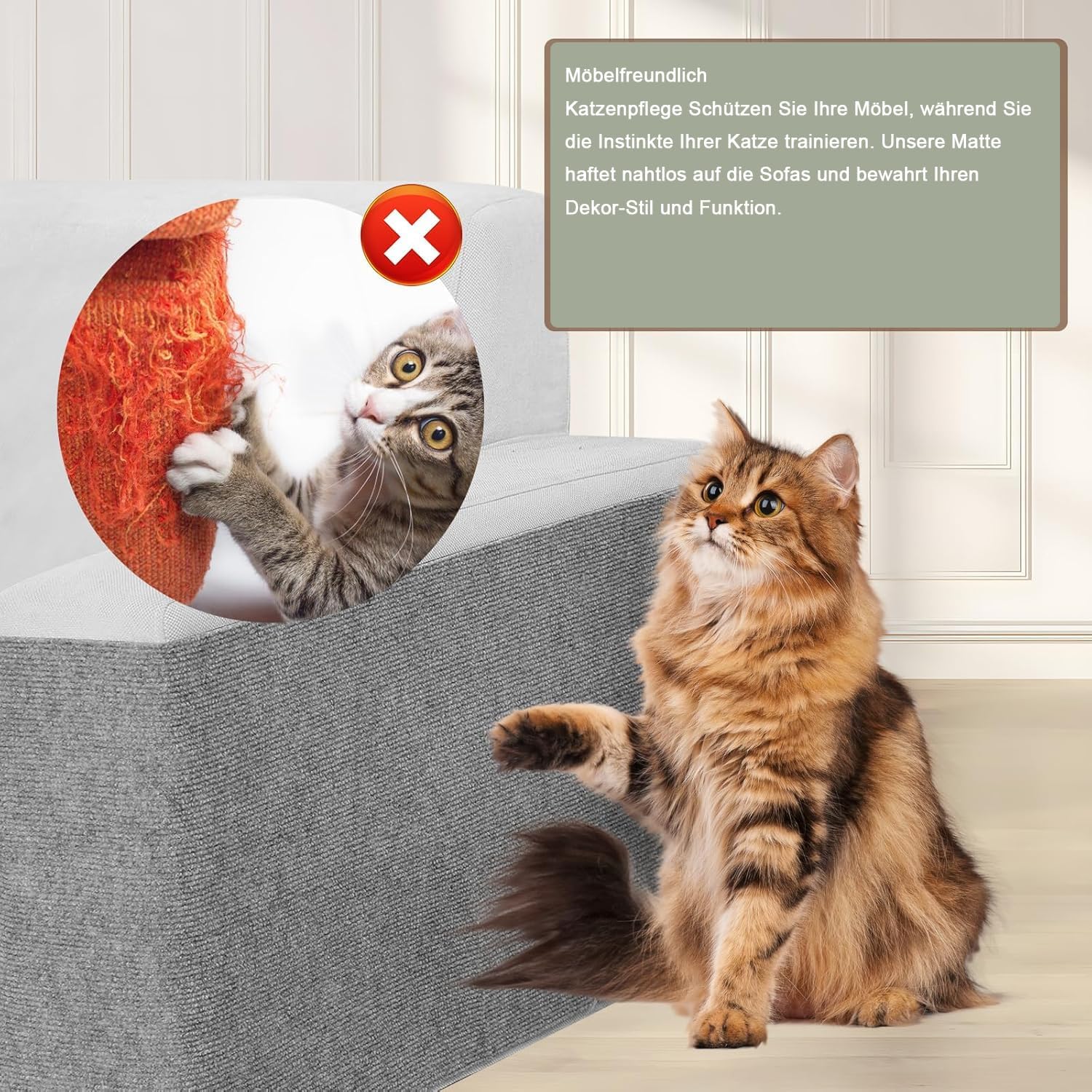 Selbstklebende Kratzschutzmatte für Sofa & Wand, 40x200 cm kratzschutz Sofa Katze - Trimmbarer Schutz gegen Katzenkratzer Couch Schutz von DIY Krallen Katzenteppich