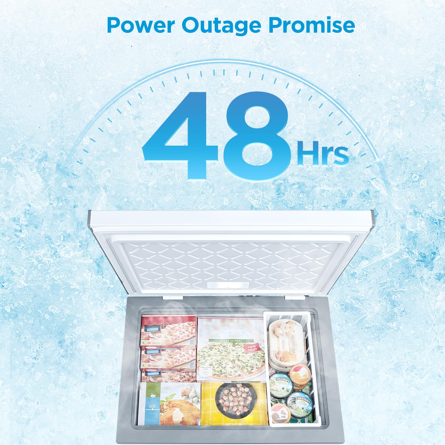 Midea MERC04C4BAWW Chest Freezer, 3.5 Cubic Feet Freezer With Removable Basket, Interior LED Light, Adjustable Temperature, For Kitchen Apartment Office, White