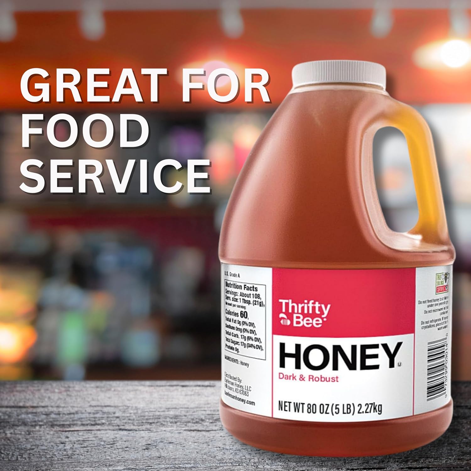 Thrifty Bee Honey, 80 Ounce (5 LB) Large Bulk Honey Jug