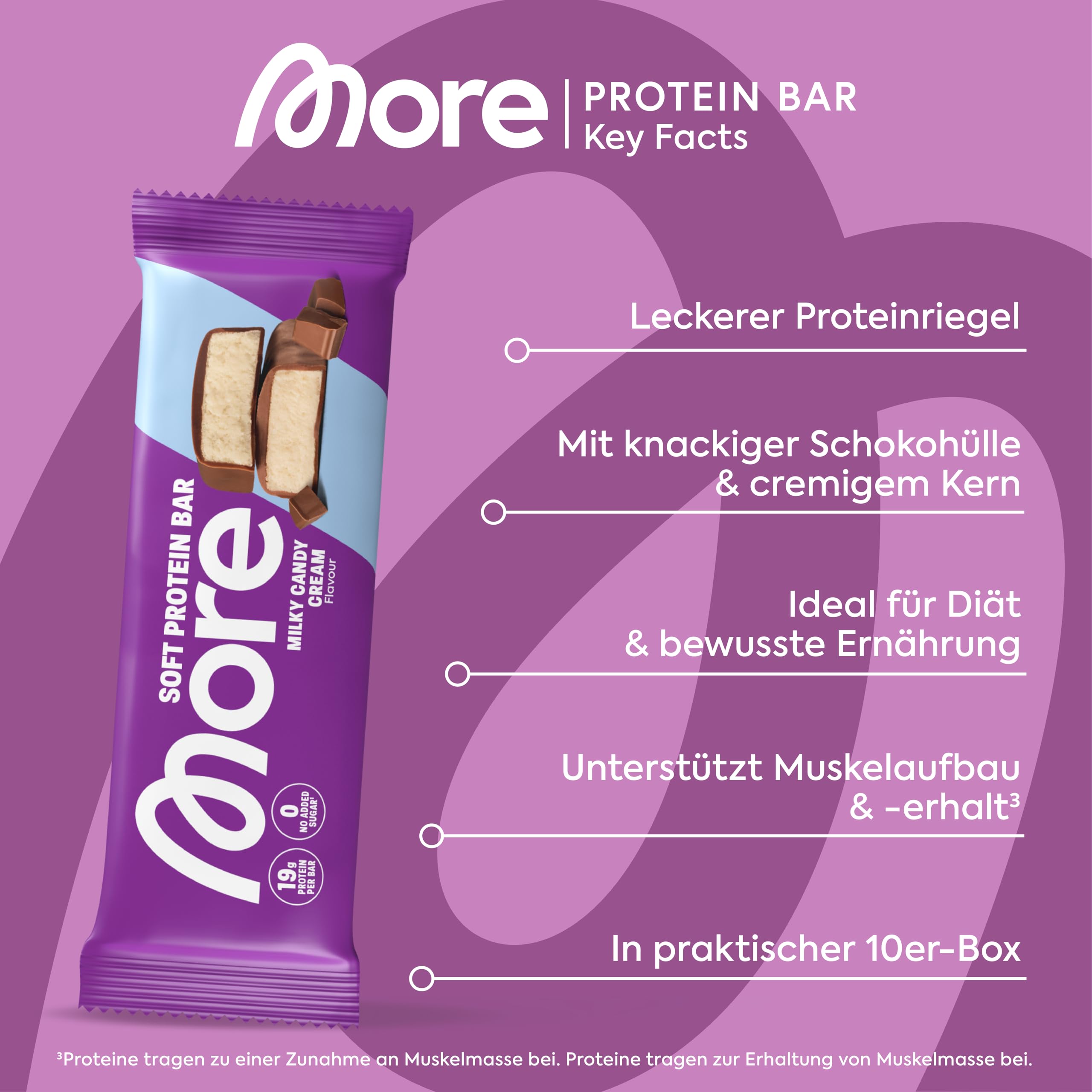 MORE Protein Bar, 10er Box, White Chocolate Peanut Caramel, Protein Riegel ohne Zuckerzusatz (Design kann variieren)