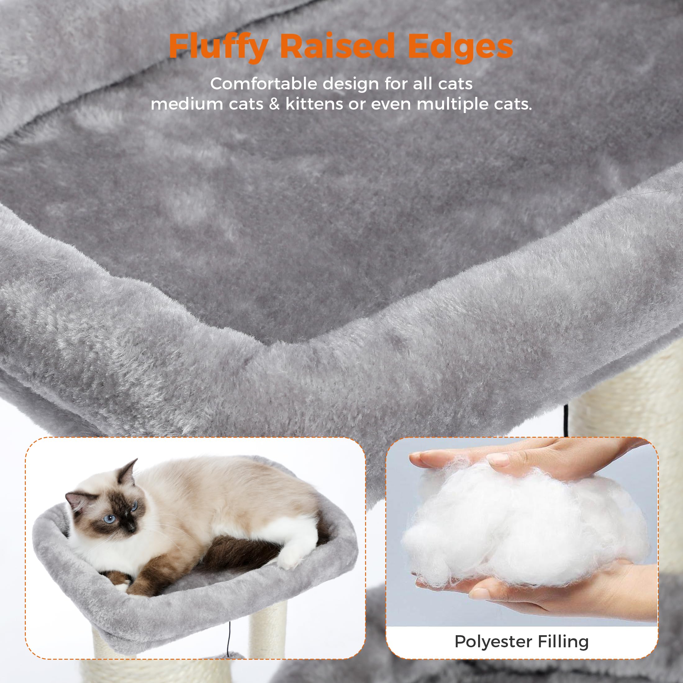 PAWZ Road Kleiner Katzenbaum, mehrstöckiger Katzenturm mit Sisal-überzogenem Kratzbaum, gemütlicher Katzenwohnung und großer Katzensitzstange für Hauskatzen, Beige