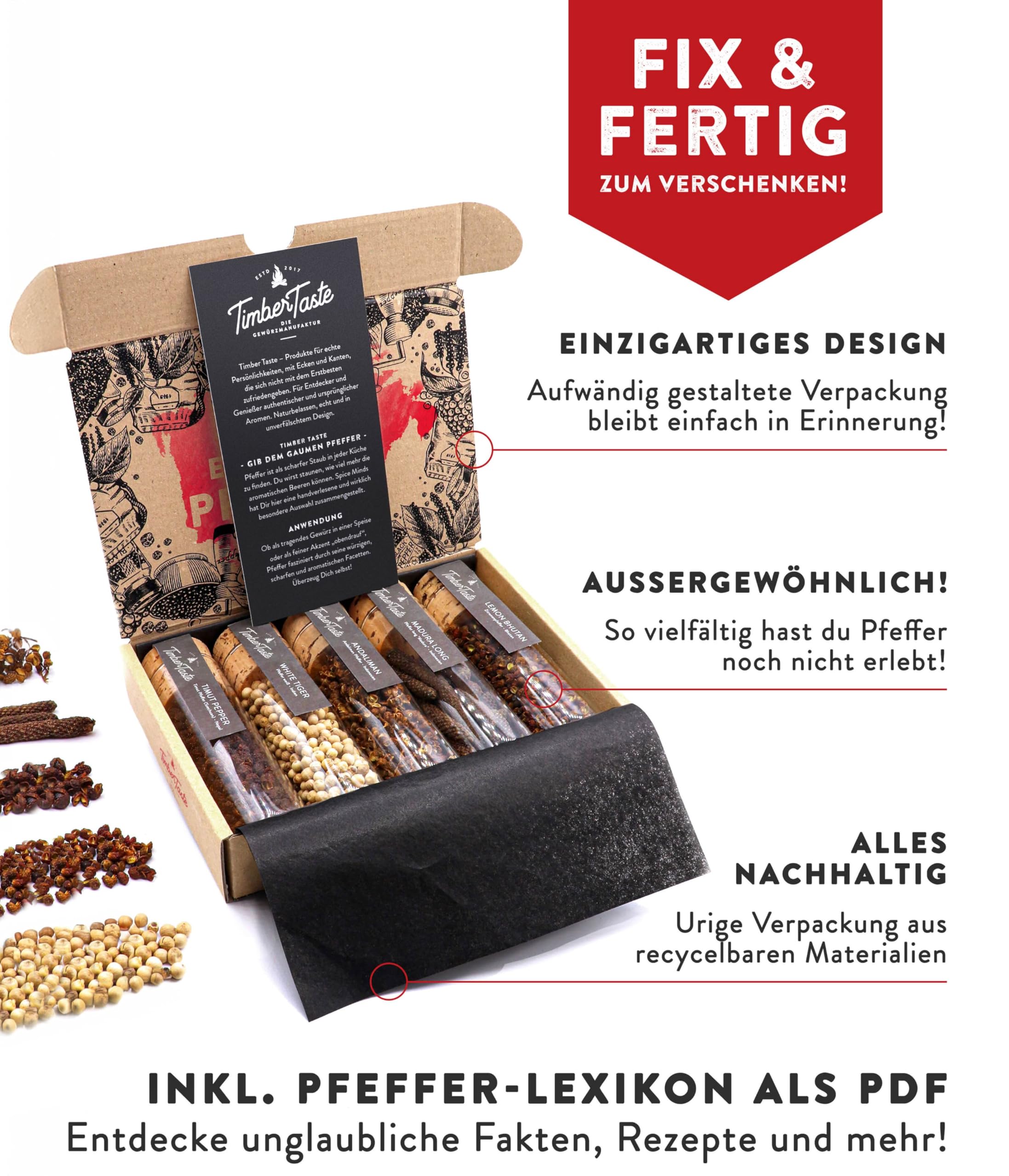 TIMBER TASTE® Grillgewürze Geschenkset - 5 premium BBQ Gewürze Rubs & Marinaden in edler Geschenkbox | Geschenke für Männer | Vatertag Geschenk | Gewürze Geschenkset ideal zum Grillen Geschenk Set