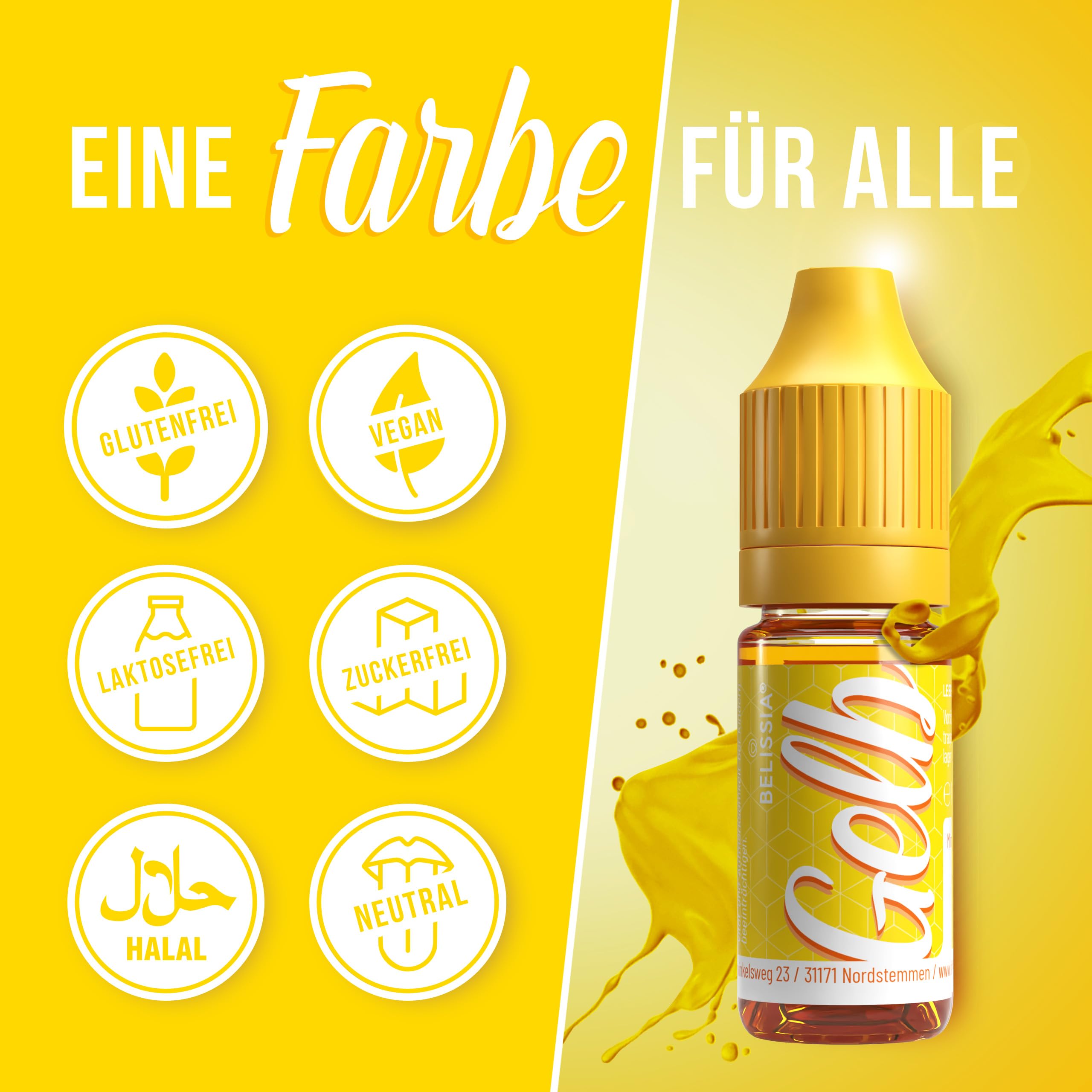 Belissia Lebensmittelfarbe Set – 8x10ml flüssig & hochkonzentriert – Lebensmittelechte Speisefarbe zum Backen, Kochen, Fondant & DIY - vegan, stark färbend, geschmacksneutral