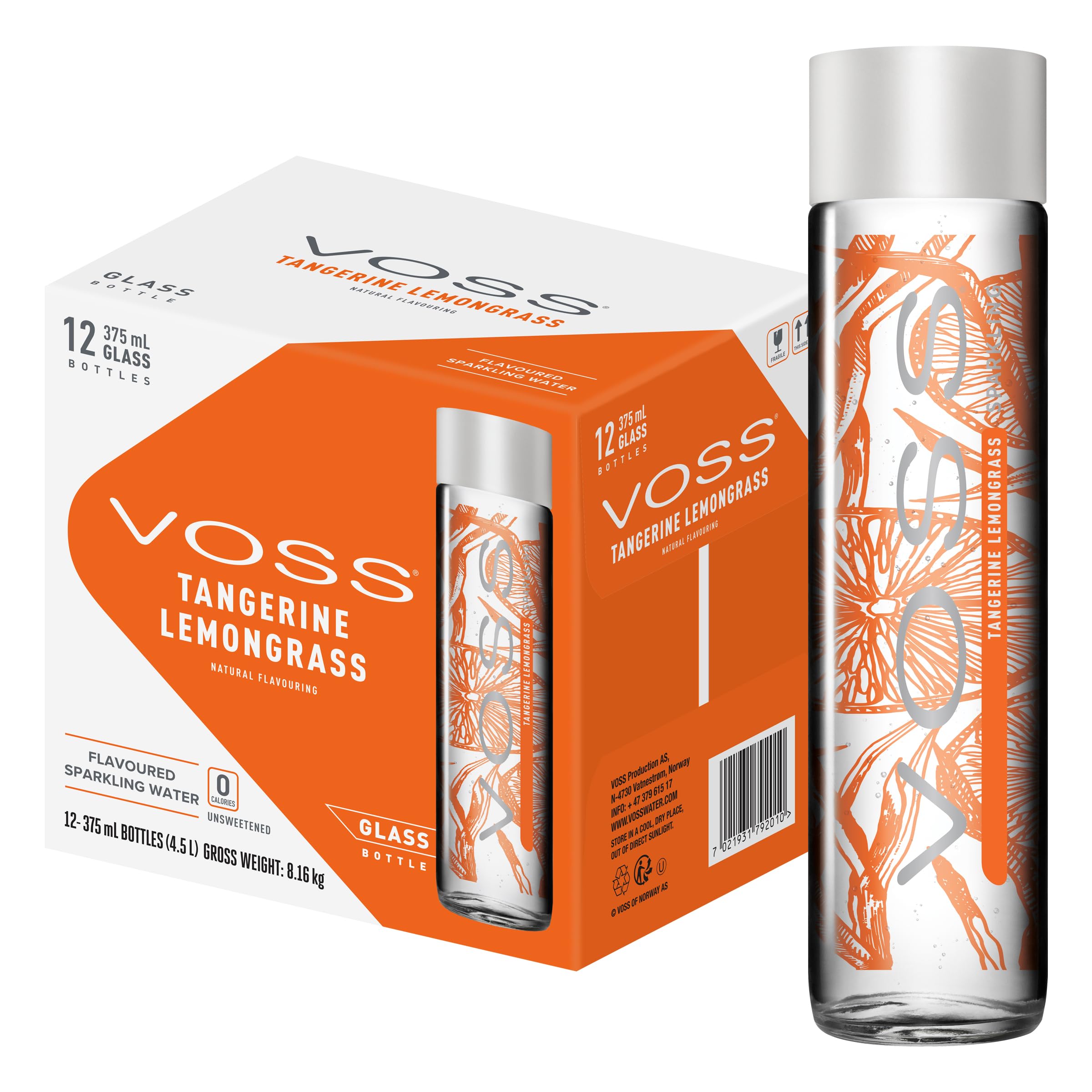 Voss Artesische Lime Mint Sparkling nach Honig Wasser (375 ml) Glas Flasche – 12 Pack