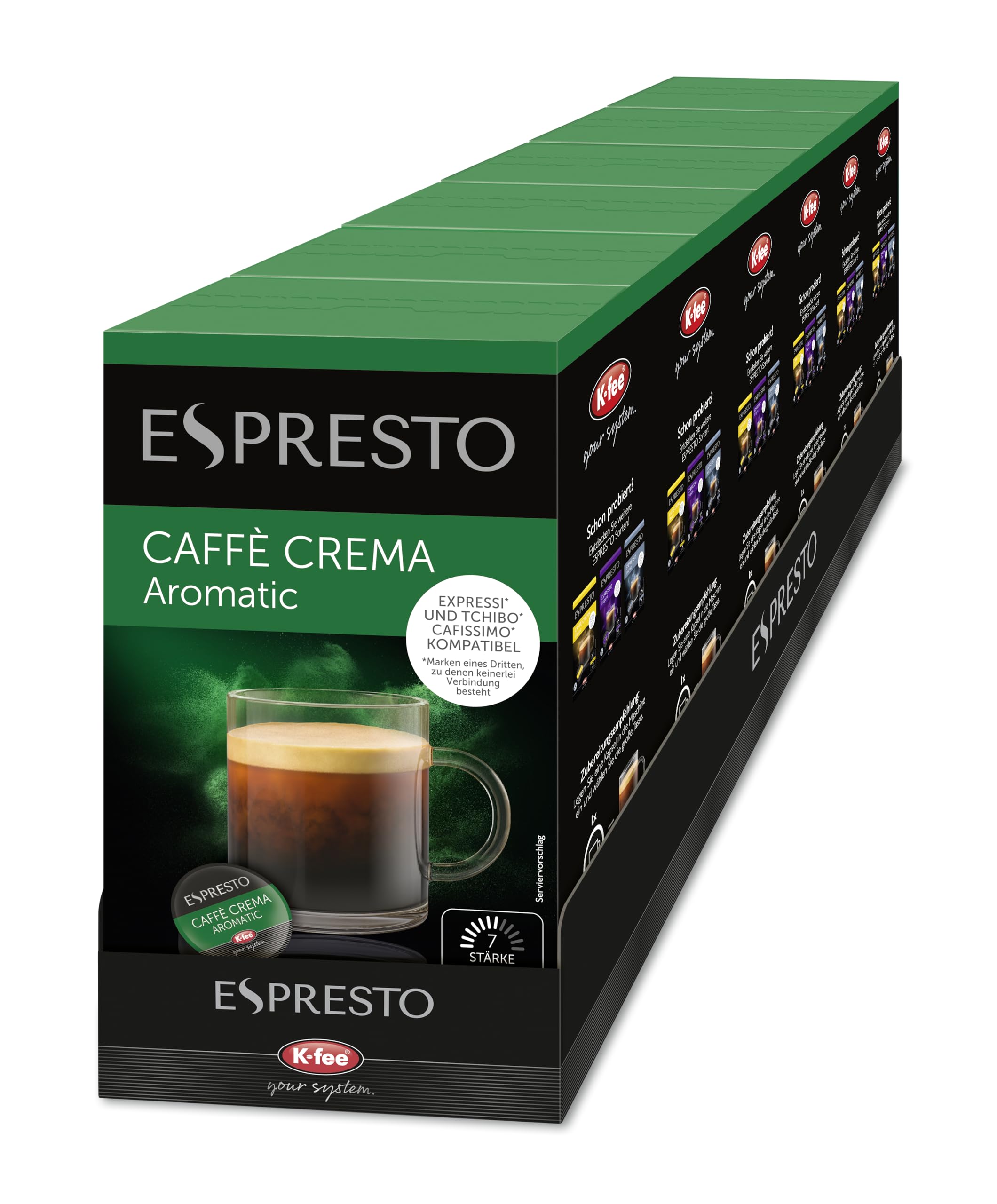 ESPRESTO Caffè Crema Classic, kompatibel mit K-fee & Aldi EXPRESSI*, RFA zertifiziert, 96 Kaffeekapseln