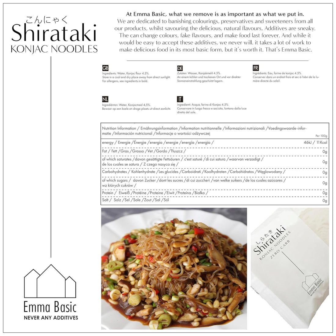 Emma Basic - Shirataki Konjak Nudeln 12x270g | Vegan | Gluten-frei
