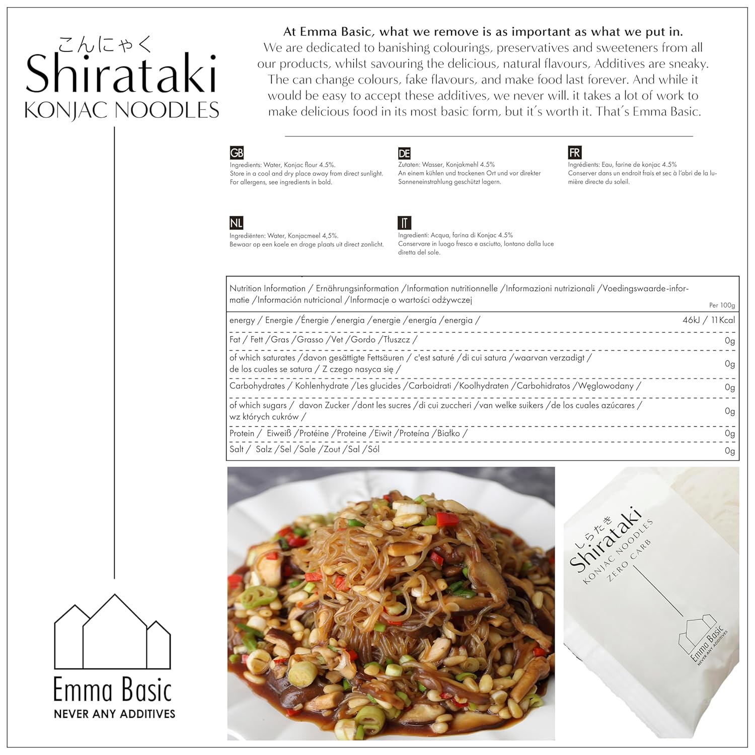 Emma Basic - Shirataki Konjak Nudeln 12x270g | Vegan | Gluten-frei
