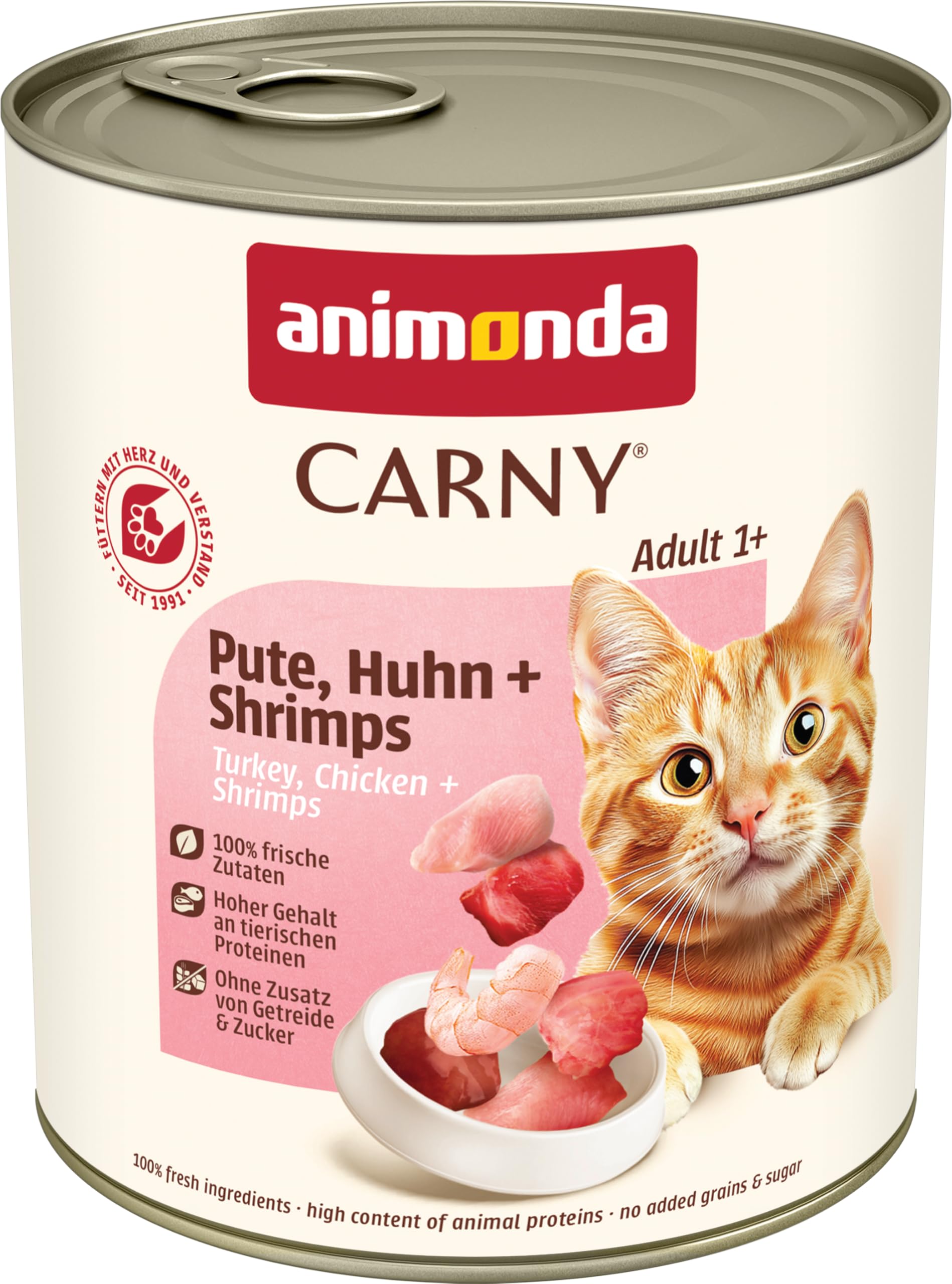 animonda Carny Adult Huhn + Lachs (6 x 400 g), Katzennassfutter für ausgewachsene Katzen, Nassfutter mit 100 % frischen, fleischlichen Zutaten, Katzenfutter ohne Getreide und Zucker