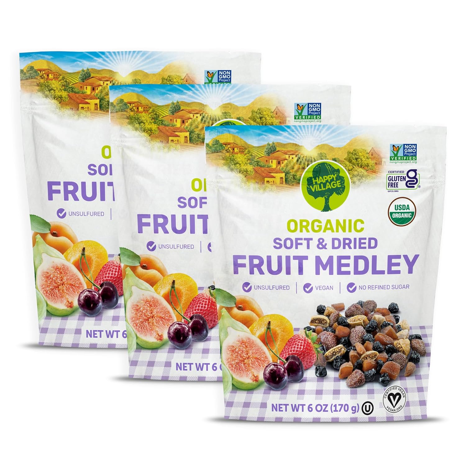 Happy Village Organic Whole Dried Strawberries, 18 OZ Resealable Pack - Soft & Juicy, Kosher, Non-GMO, No Refined Sugar, Apple Juice Infused Dried Strawberry