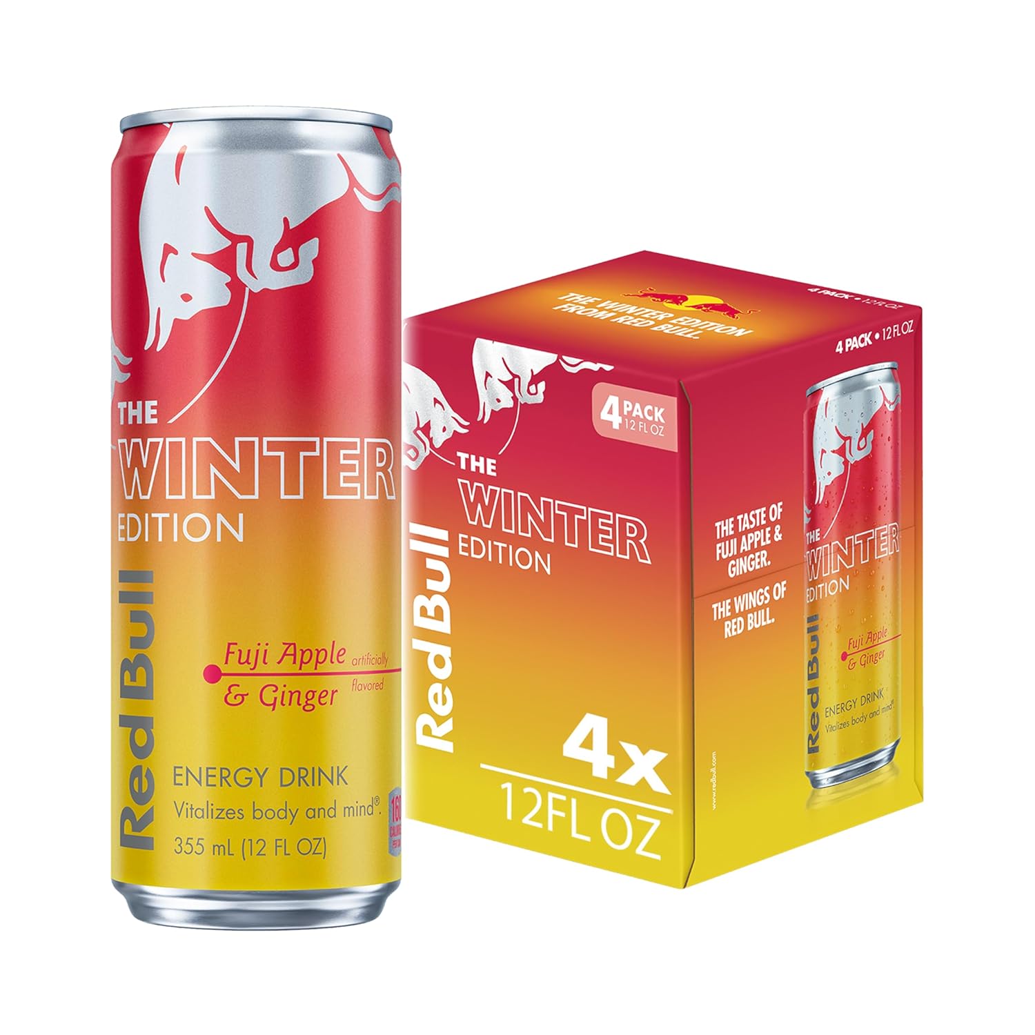 Red Bull Fuji Apple and Ginger Winter Edition Energy Drink, with 80mg Caffeine plus Taurine & B Vitamins, 8.4 Fl Oz, Pack of 24 Cans