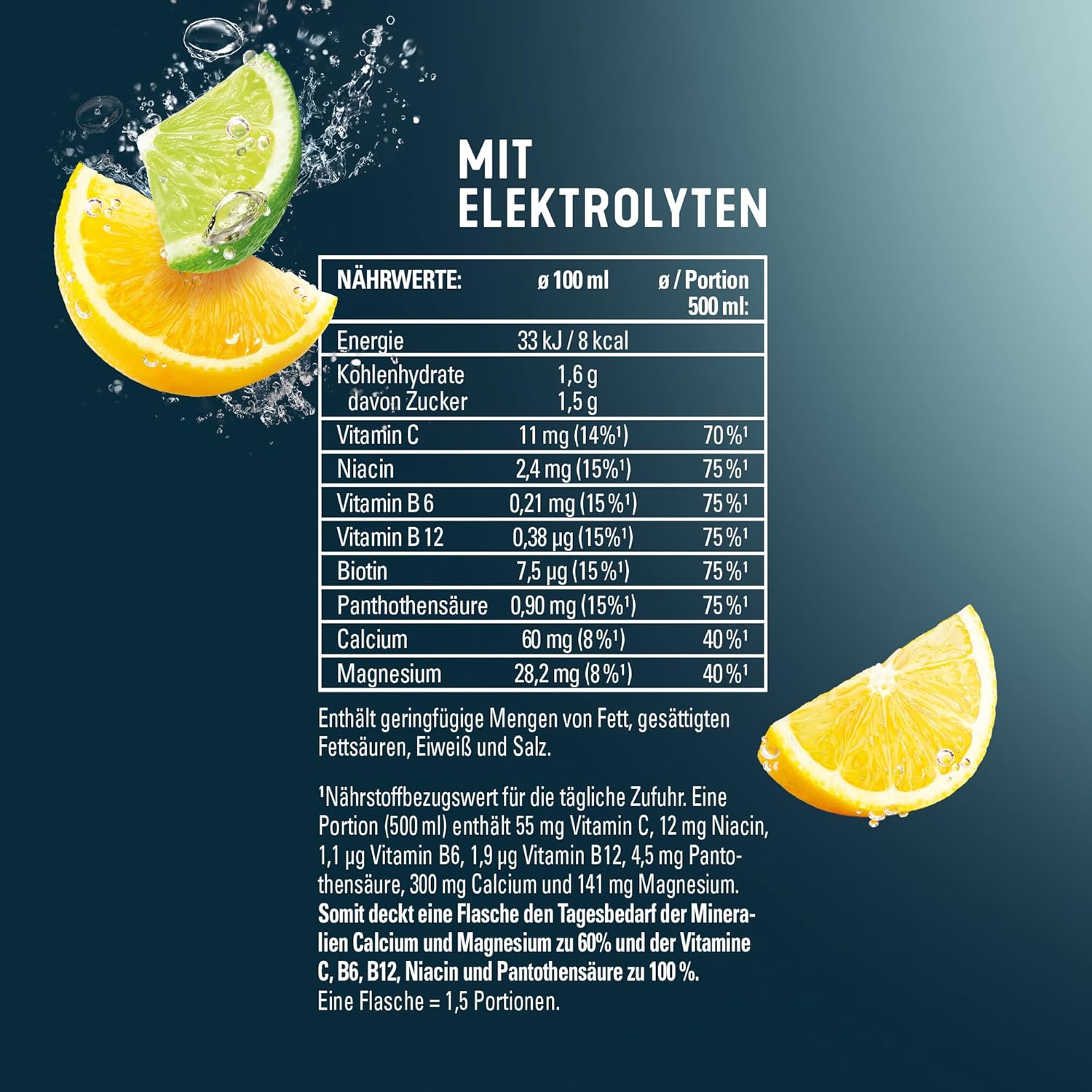 hohes C Vitamin Water Protect Limette & Ingwer (6 x 750ml), für dein Immunsystem: Vitamin C, D, E + Zink, gegen oxidativen Stress, nur 6kcal/100ml, ohne Zuckerzusatz & Süßungsmittel, vegan