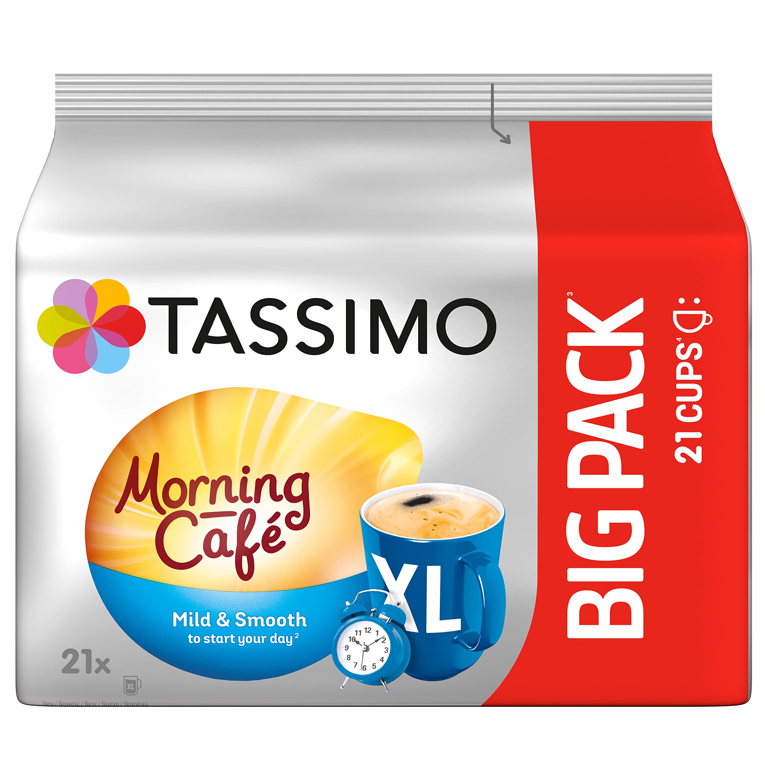 Tassimo Kapseln Morning Café XL Strong & Intense, Big Pack, 5 x 21 Pads, 105 Kaffeekapseln