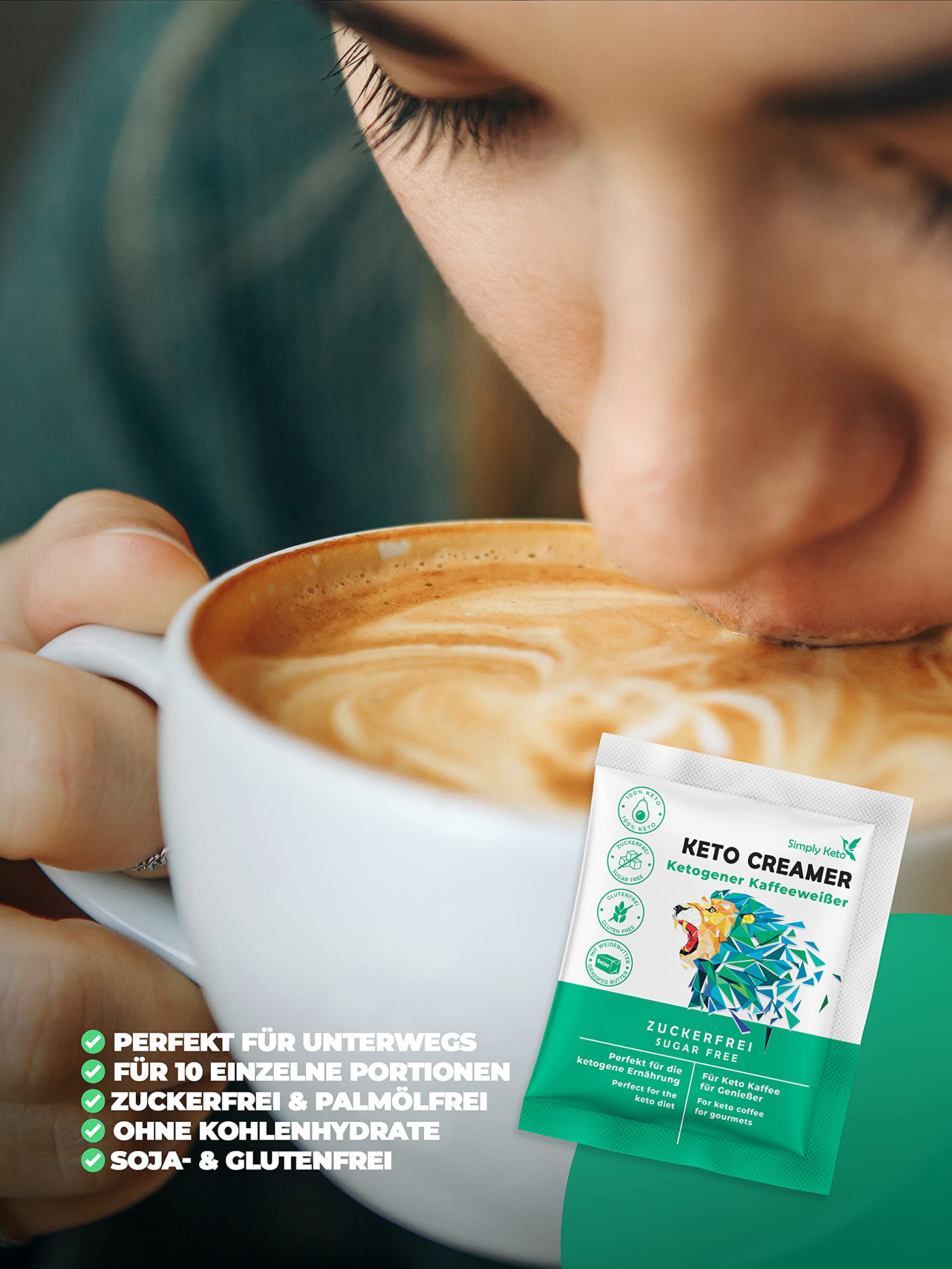 Simply Keto Keto Creamer Vorratsdose 450g - Ohne Zuckerzusatz ketogener Kaffeeweißer für leckeren Milchkaffee - Mit Kokosöl & Weidebutter - Ohne Zucker & Kohlenhydrate - Optimiert für Geschmack