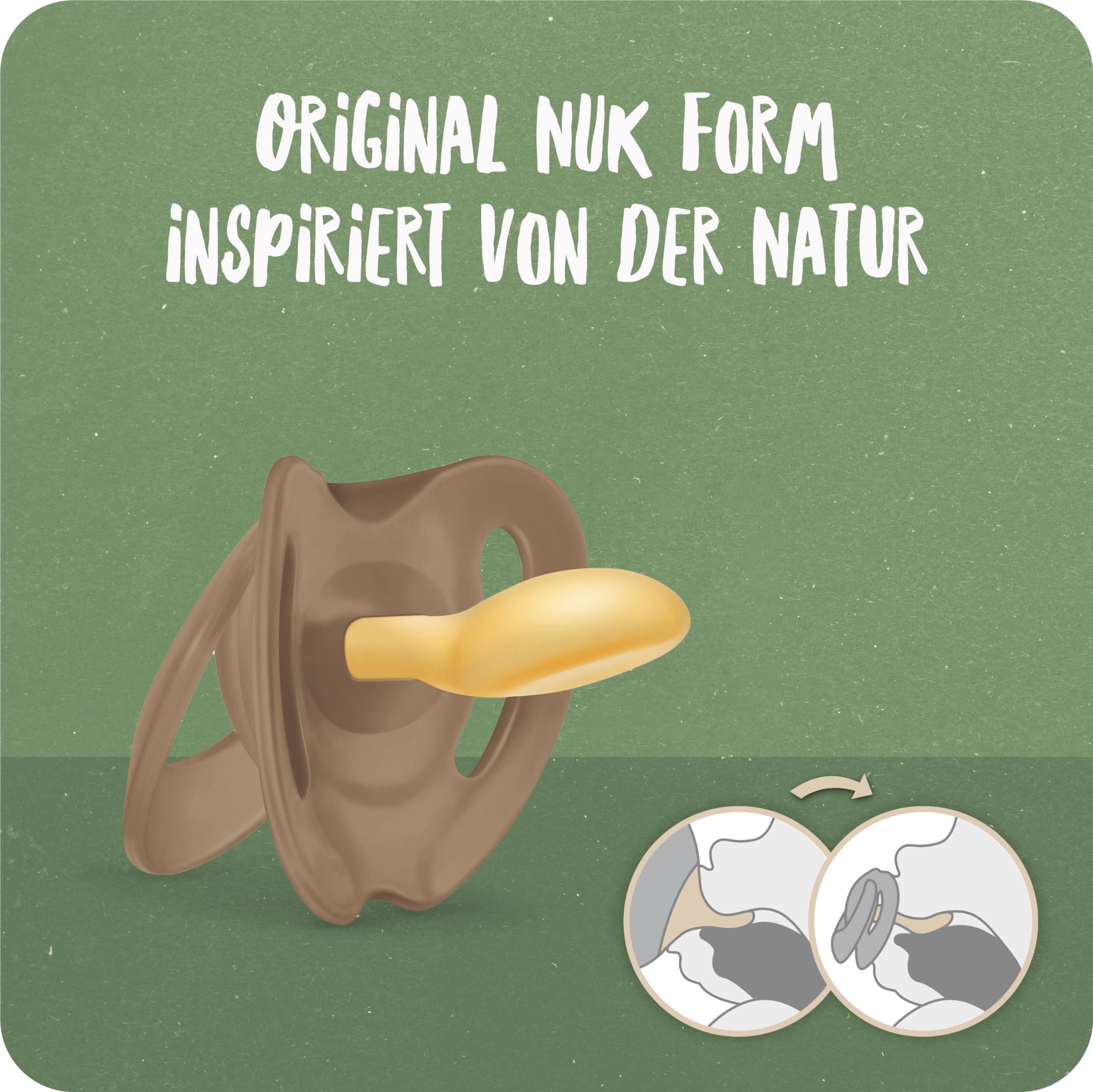 NUK for Nature Babyschnuller | 0-6 Monate | Nachhaltige Gummischnuller | Über 98 % natürliche Rohstoffe | Eukalyptusgrün | 2 Stück