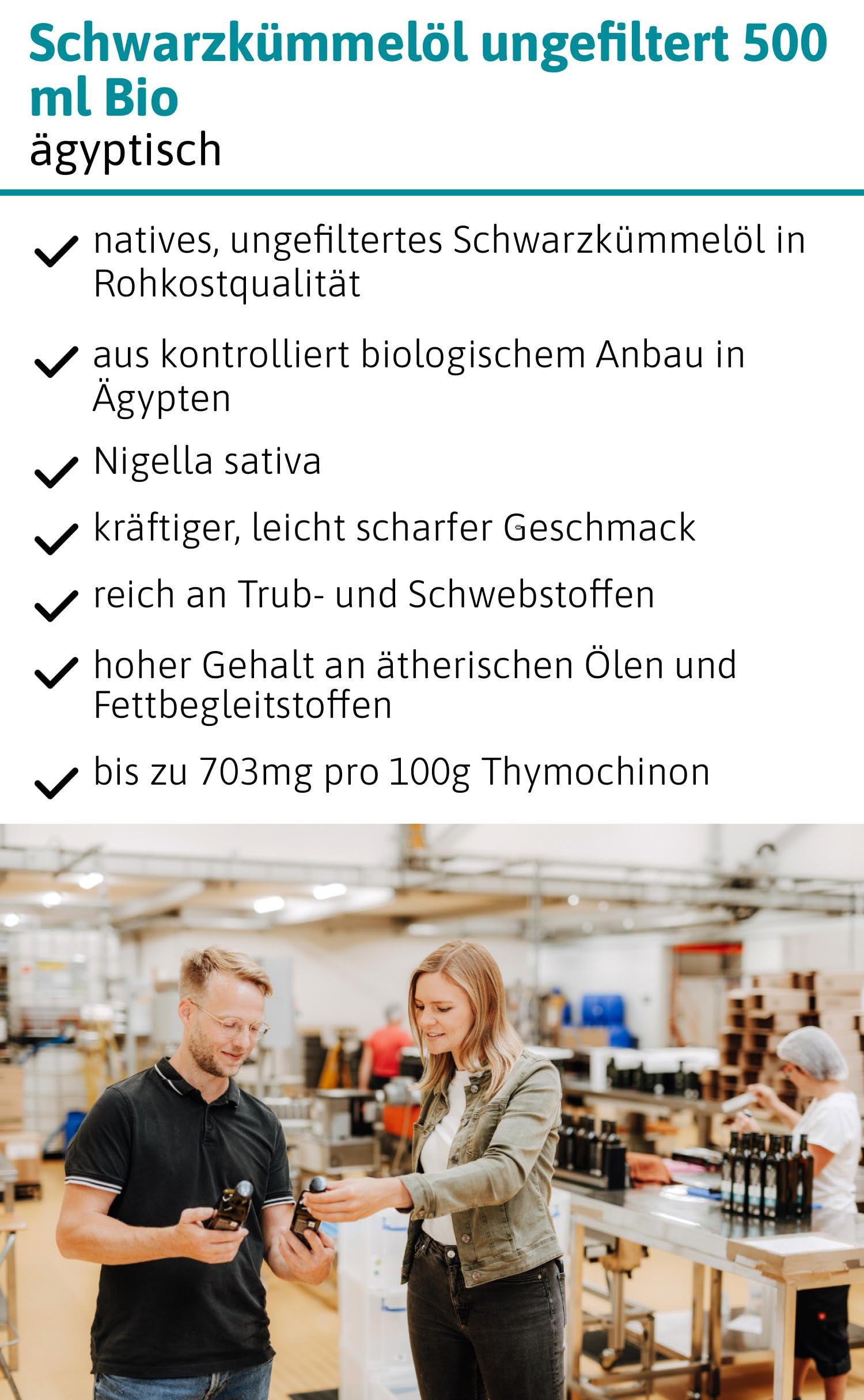 Ölmühle Solling Schwarzkümmelöl - UNGEFILTERT - kaltgepresst – 500ml - BIO