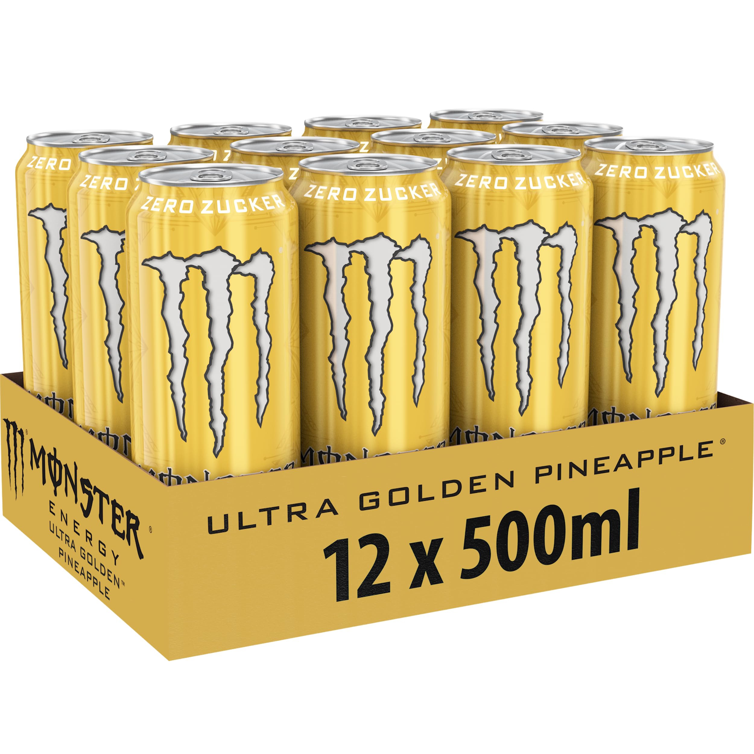 Monster Energy Ultra Fiesta - koffeinhaltiger Energy Drink mit leichtem Mango-Geschmack - ohne Zucker und ohne Kalorien - in praktischen Einweg Dosen (12 x 500 ml)
