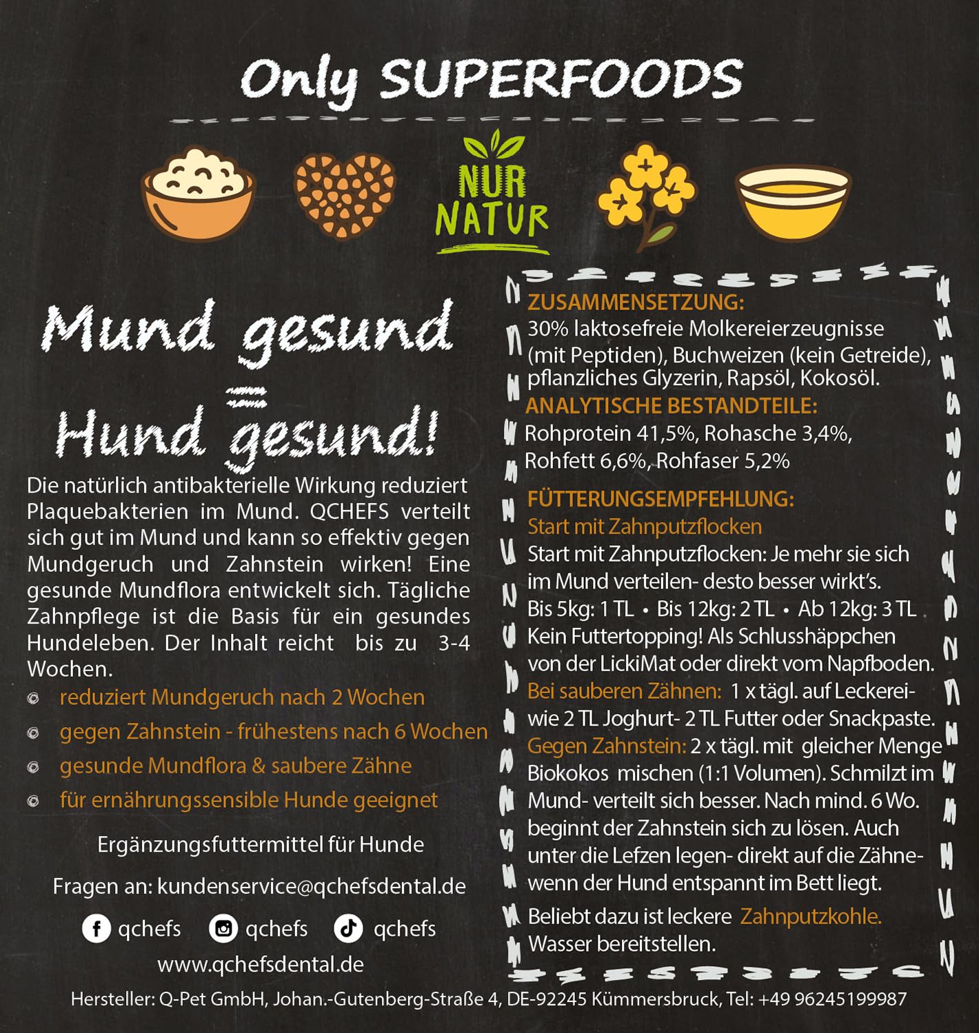 QCHEFS 2er Pack Großpackung Papie Zahnputzflocken für große Hunde - Zahnpflege Hund, ohne Dentalspray für Hunde, Zahnsteinentferner & Mundgeruch Kontrolle, Ideal für Hunde von der Schleckmatte