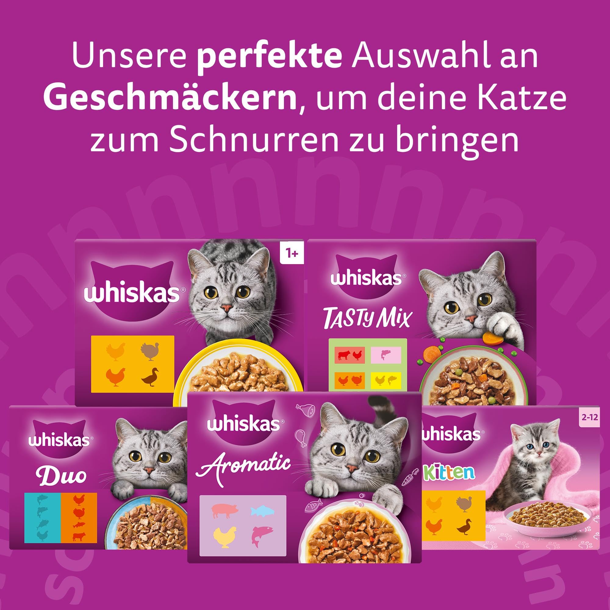 Whiskas Senior 7+ Katzennassfutter Gemischte Auswahl in Sauce, 48 Portionsbeutel, 12x85g (4er Pack) – Hochwertiges Katzenfutter nass, für Katzen ab 7 Jahren und älter