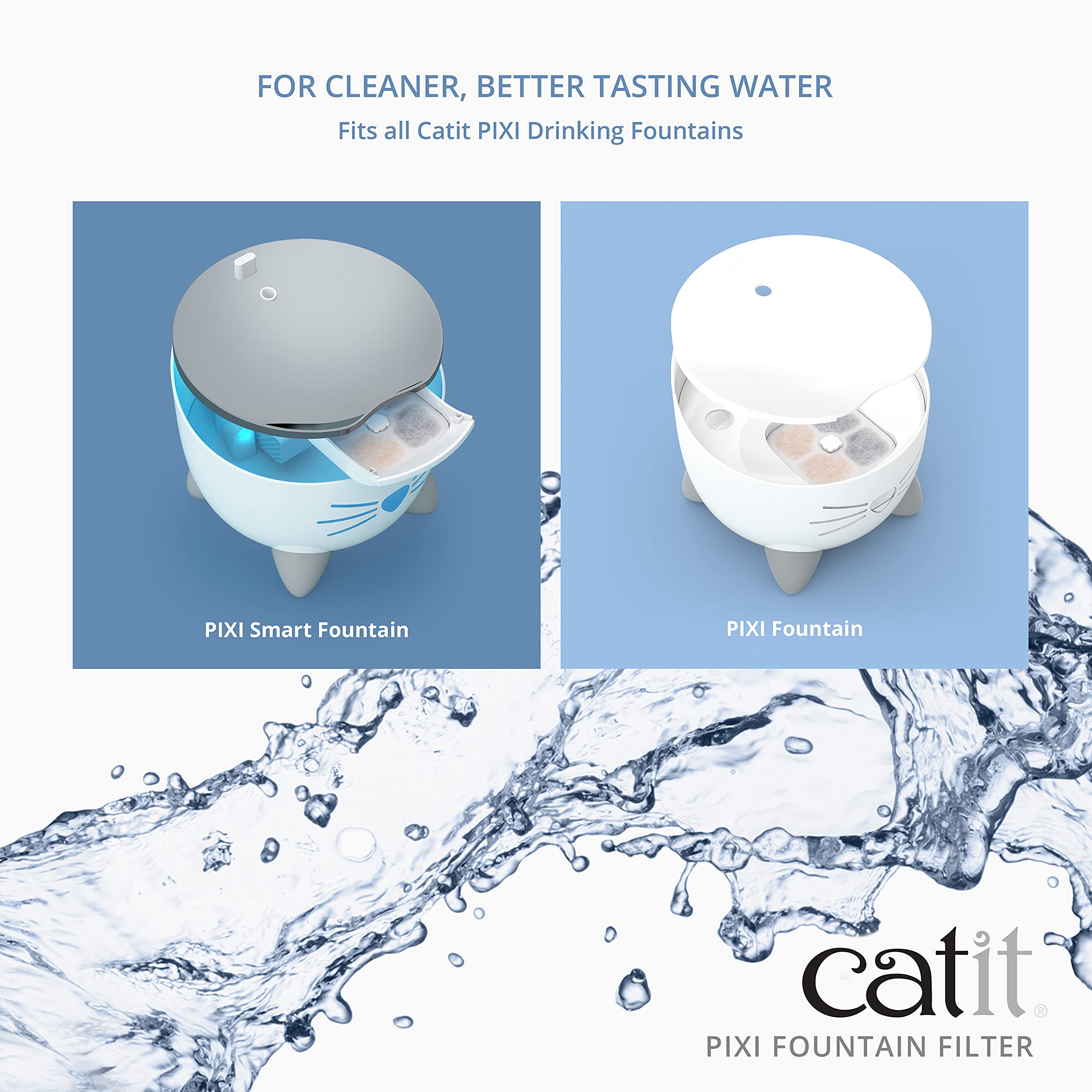 Catit 43722 Pixi Ersatzfilter, Trinkbrunnenfilter für die Catit Pixi Trinbrunnen, 6er Pack, Weiß