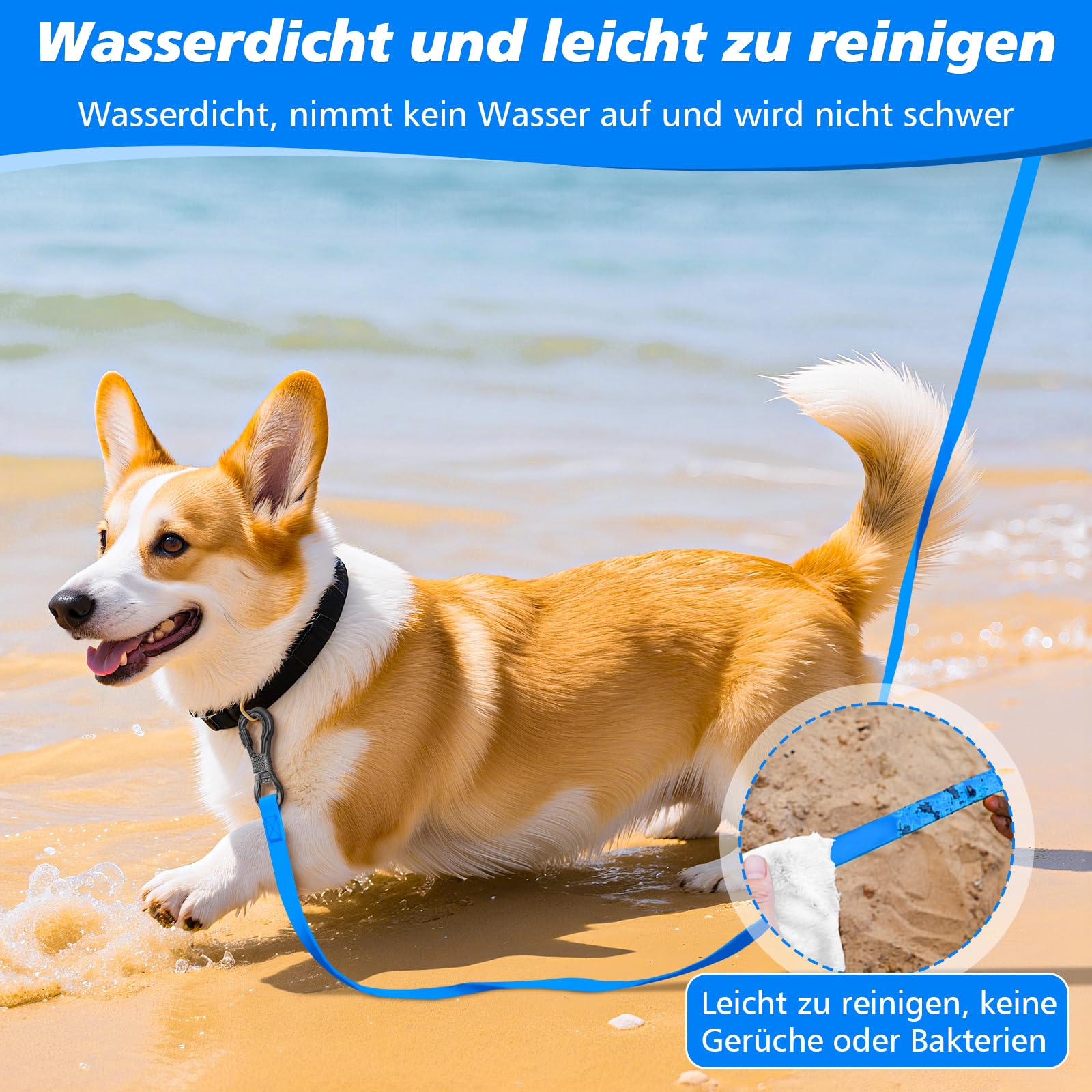 X XBEN Wasserdicht Schleppleine für Hunde,3M 5M 10M 15M 20M 30M Gummierte Schleppleine mit Abschließbarer Karabine,Wasserfest Hundeleine Laufleine für Große bis Kleine Hunde,Robuste Trainingsleine