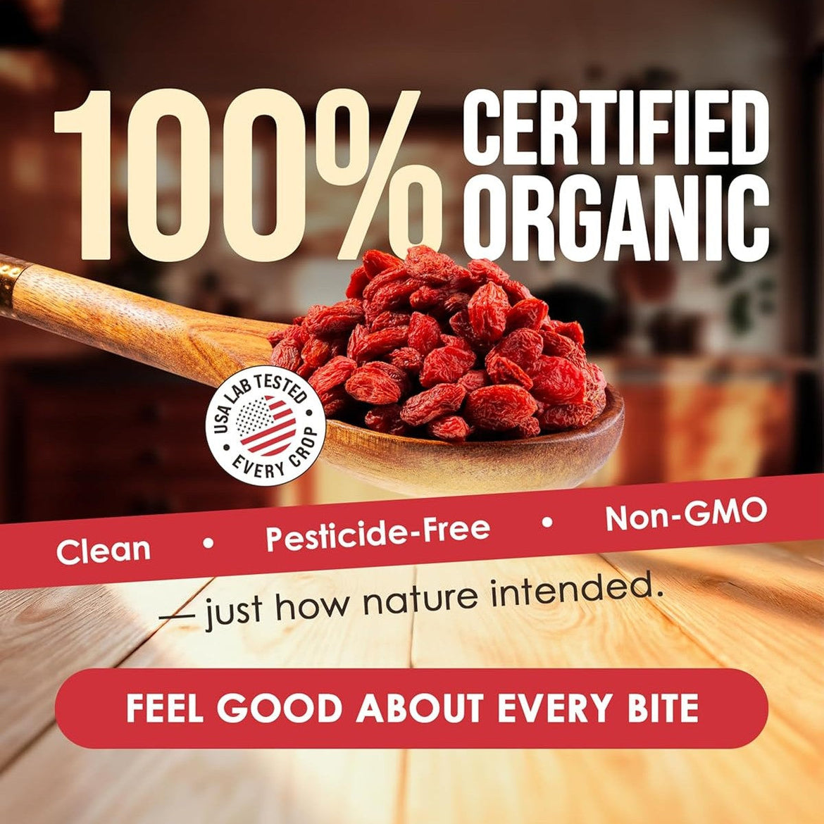 Nutrient Elements Goji Berries – 2 lb/32 oz – USDA Organic, Raw, Sun-Dried, Hand-Picked – Extra Large Dried Berries – Resealable Bag – Naturally Grown, No Additives