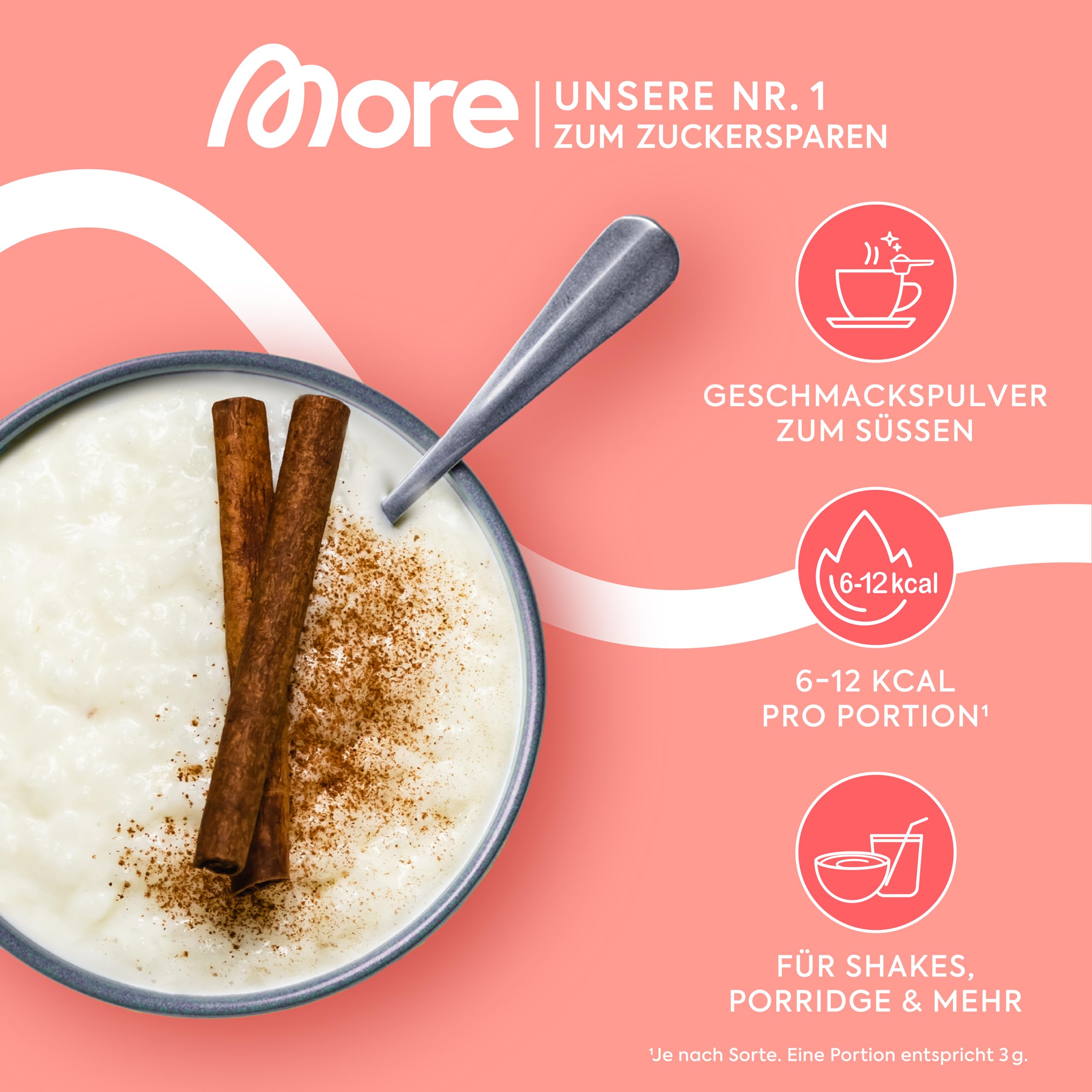 MORE Chunky Flavour, Vanilla Perfection, 150 g, vegan, Geschmackspulver zum Süßen, ohne viel Zucker und Kalorien, mit Inulin und Laktase - made in Germany