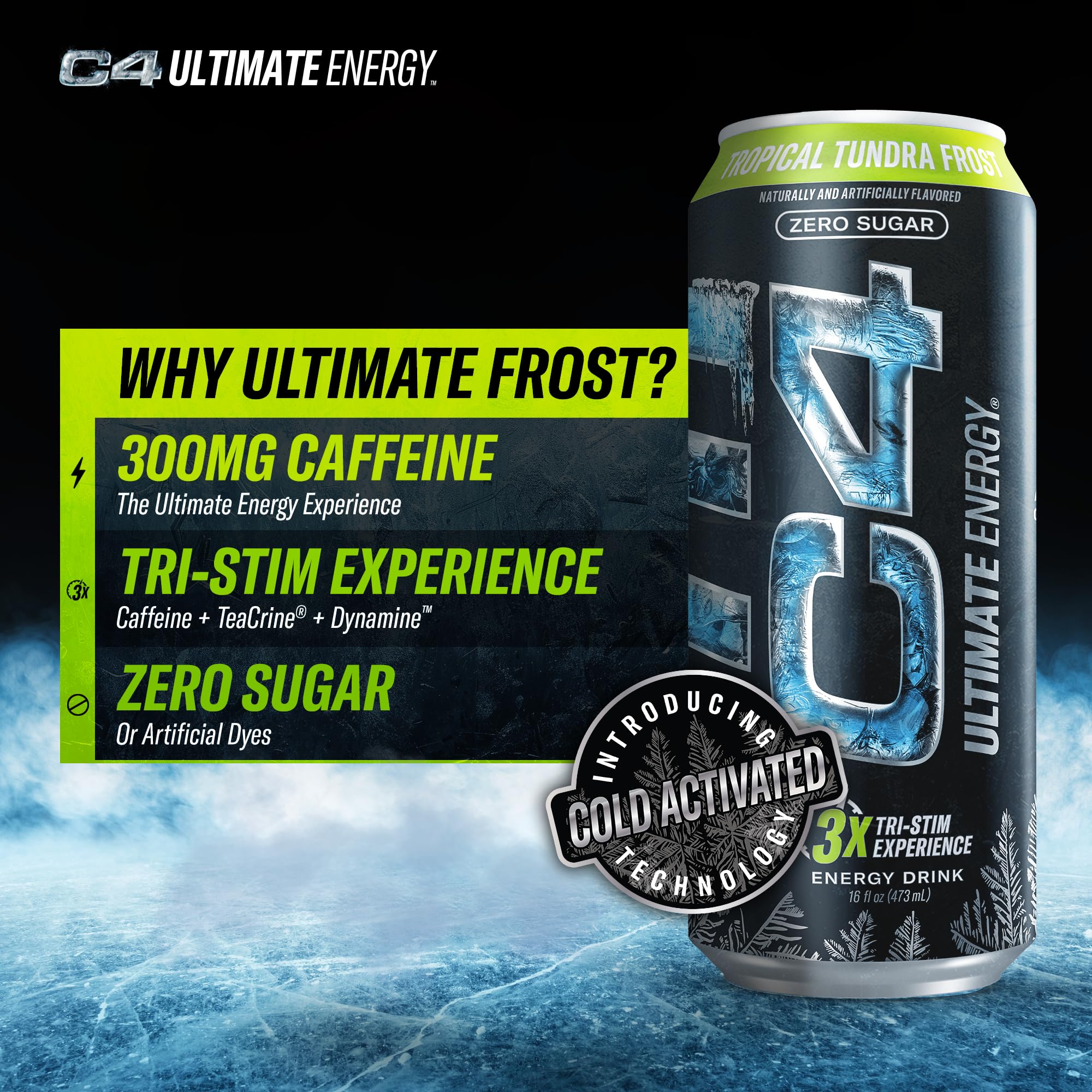 Cellucor C4 Ultimate | Pre Workout Sugar Free Energy Drink | Tri-Stim Experience with 300mg Caffeine + TeaCrine + Dynamine | Fruit Punch | 16oz (Pack of 12)