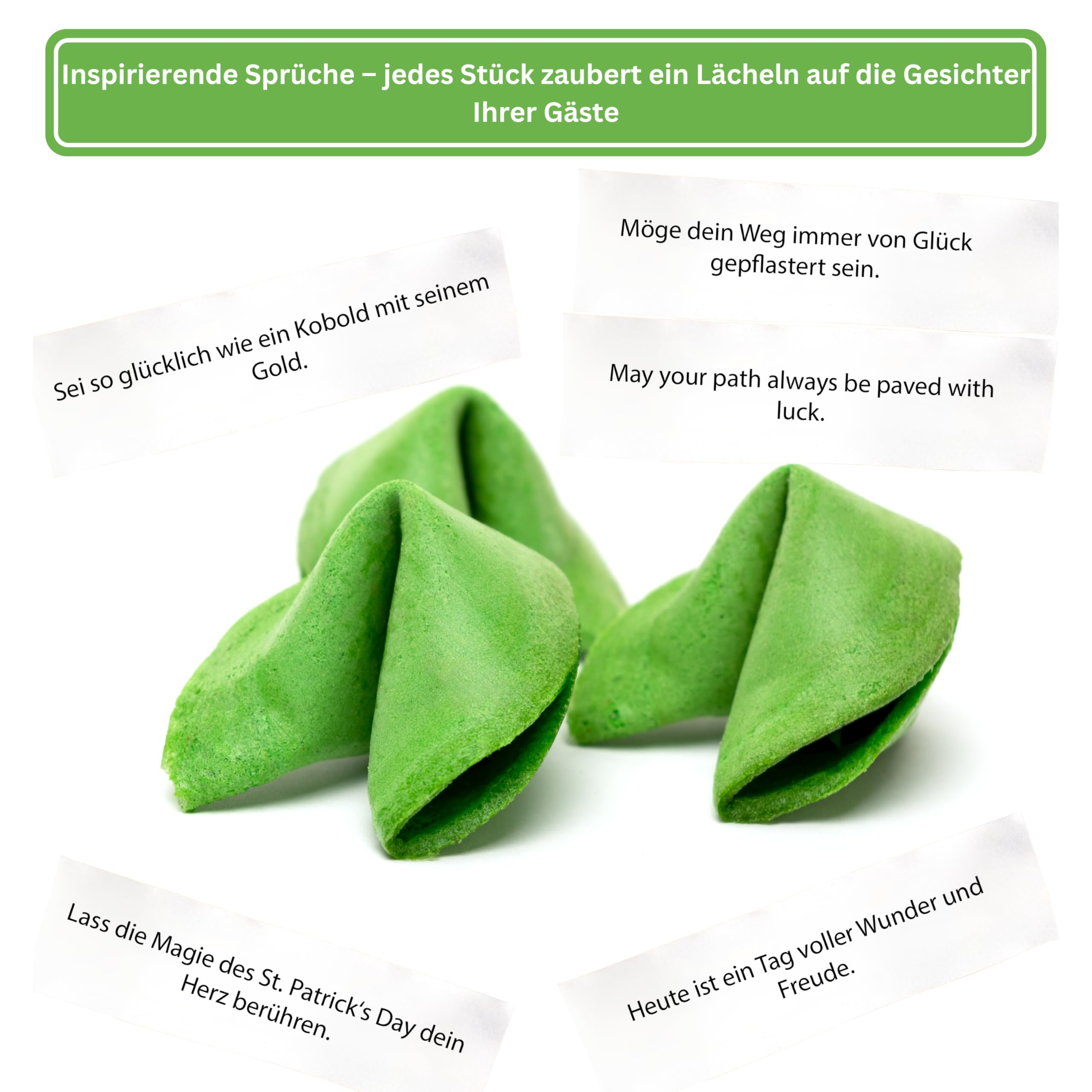 Lucky Treats Glückskekse - 25 Stück - Schön, dass du da bist - Gastgeschenke Hochzeit Deko - Sprüche auf Deutsch & Englisch - regional hergestellt