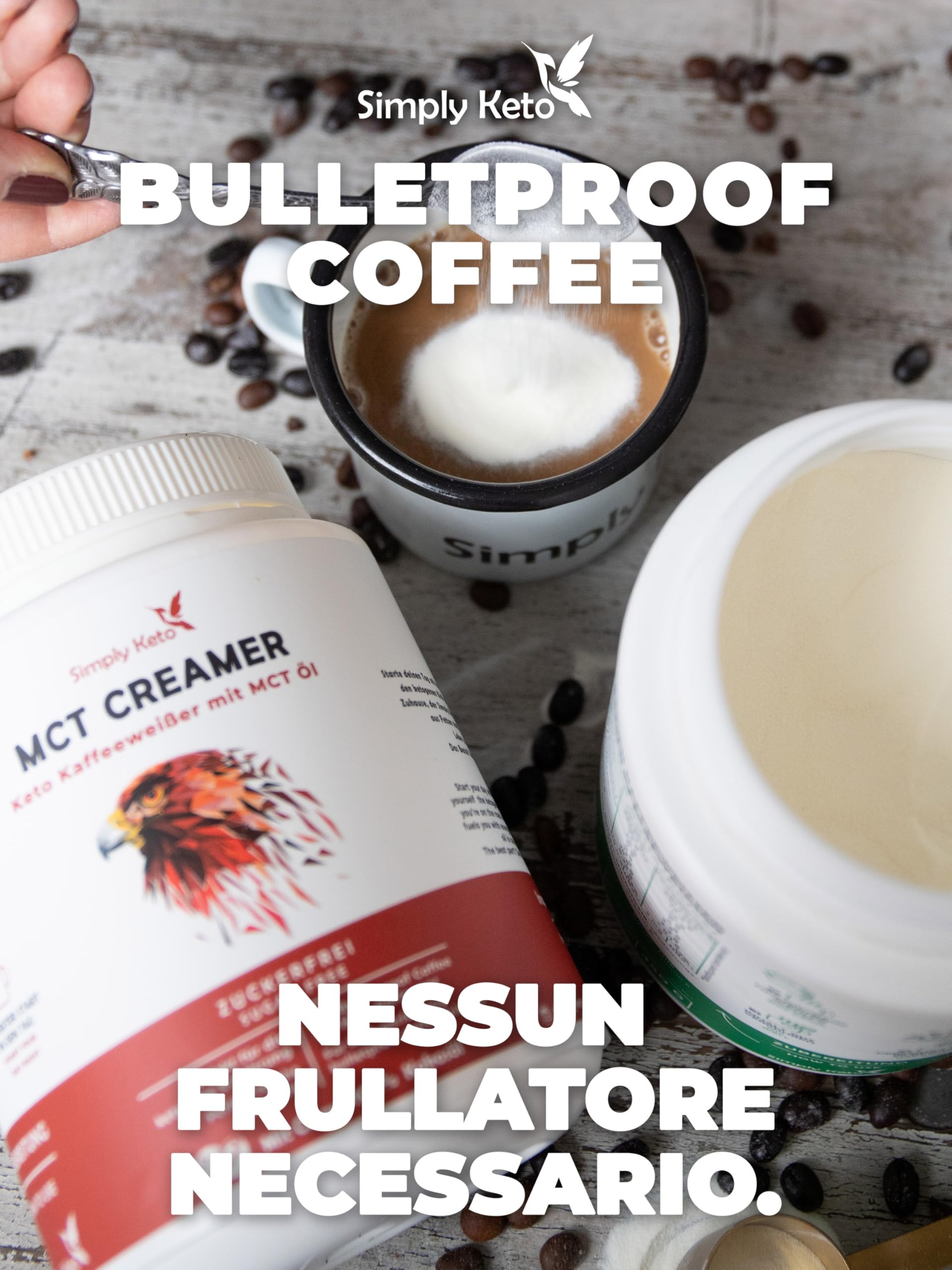Simply Keto Keto Creamer Vorratsdose 450g - Ohne Zuckerzusatz ketogener Kaffeeweißer für leckeren Milchkaffee - Mit Kokosöl & Weidebutter - Ohne Zucker & Kohlenhydrate - Optimiert für Geschmack