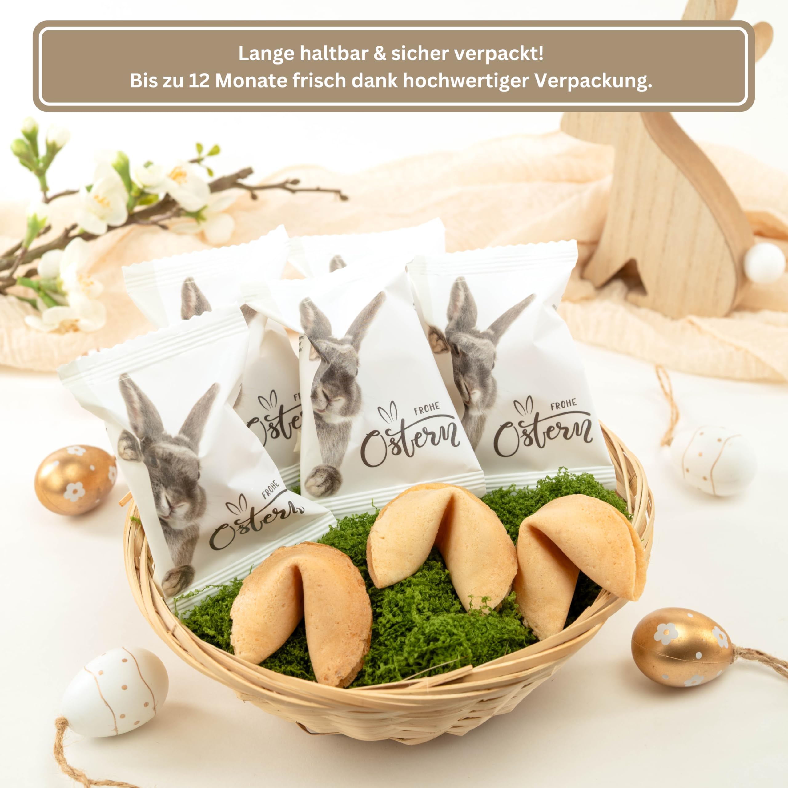 Lucky Treats Glückskekse - 25 Stück - Schön, dass du da bist - Gastgeschenke Hochzeit Deko - Sprüche auf Deutsch & Englisch - regional hergestellt