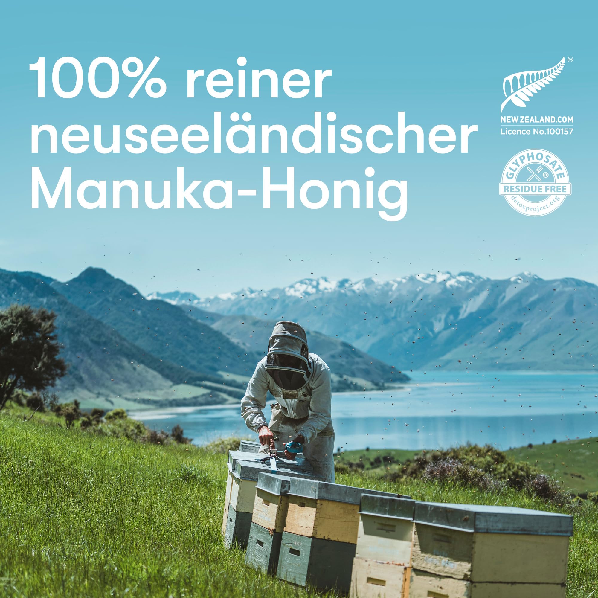 New Zealand Honey Co. Manuka Honig MGO 829+ / UMF 20+ | Aktiv und Roh - Hergestellt in Neuseeland - Zertifiziertem Methylglyoxal Gehalt - 250g - Raw Honey - Rohhonig