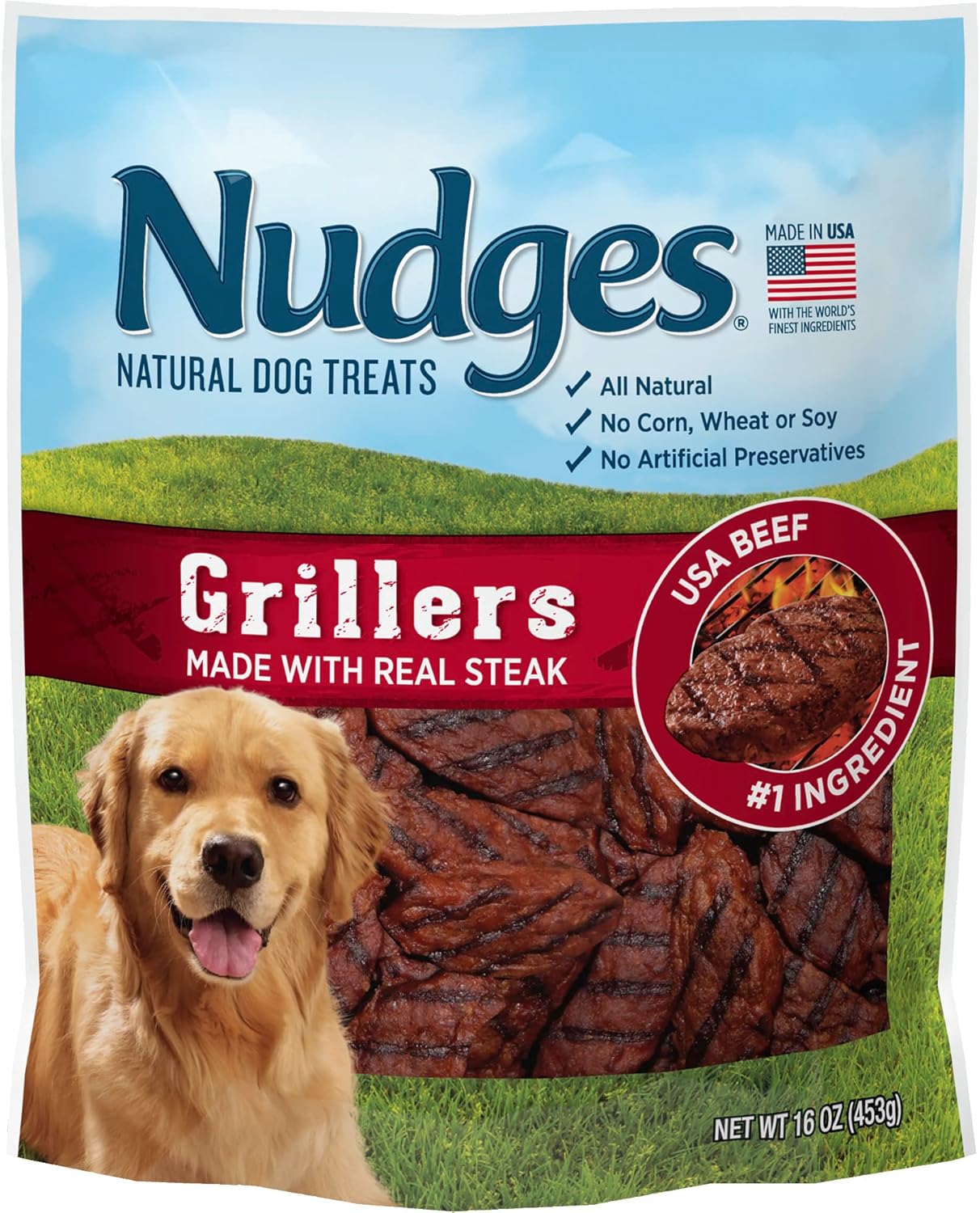 Blue Buffalo Nudges Homestyle Natural Dog Treats, Made in the USA with Real Chicken, Peas, and Carrots, 16-oz. Bag
