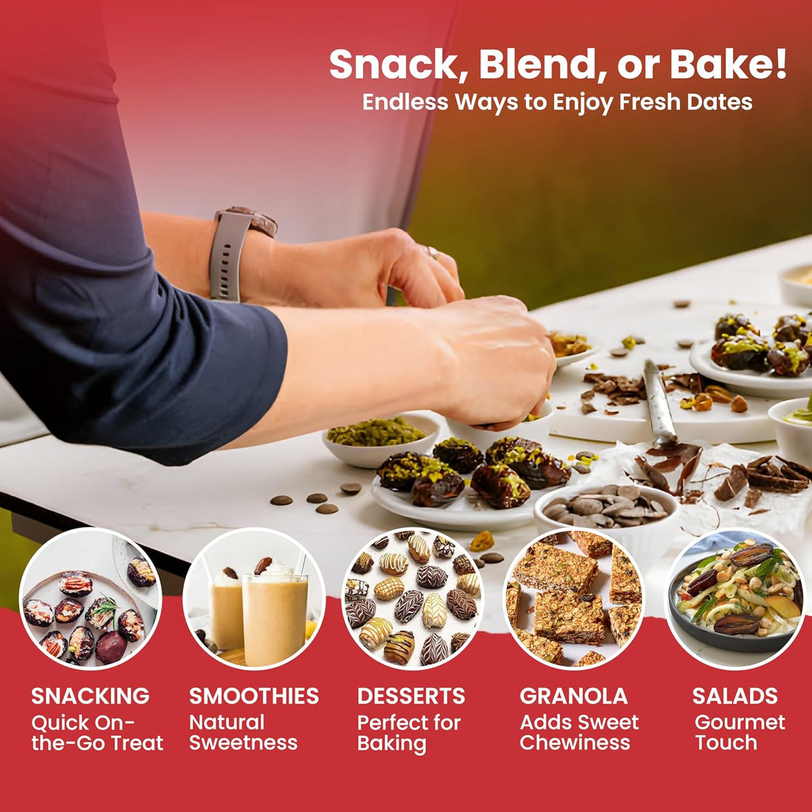 5 Pounds Of Dates Pitted (80oz) No Added Sugar, Non GMO, Kosher Certified,Healthy Snack for Kids & Adults