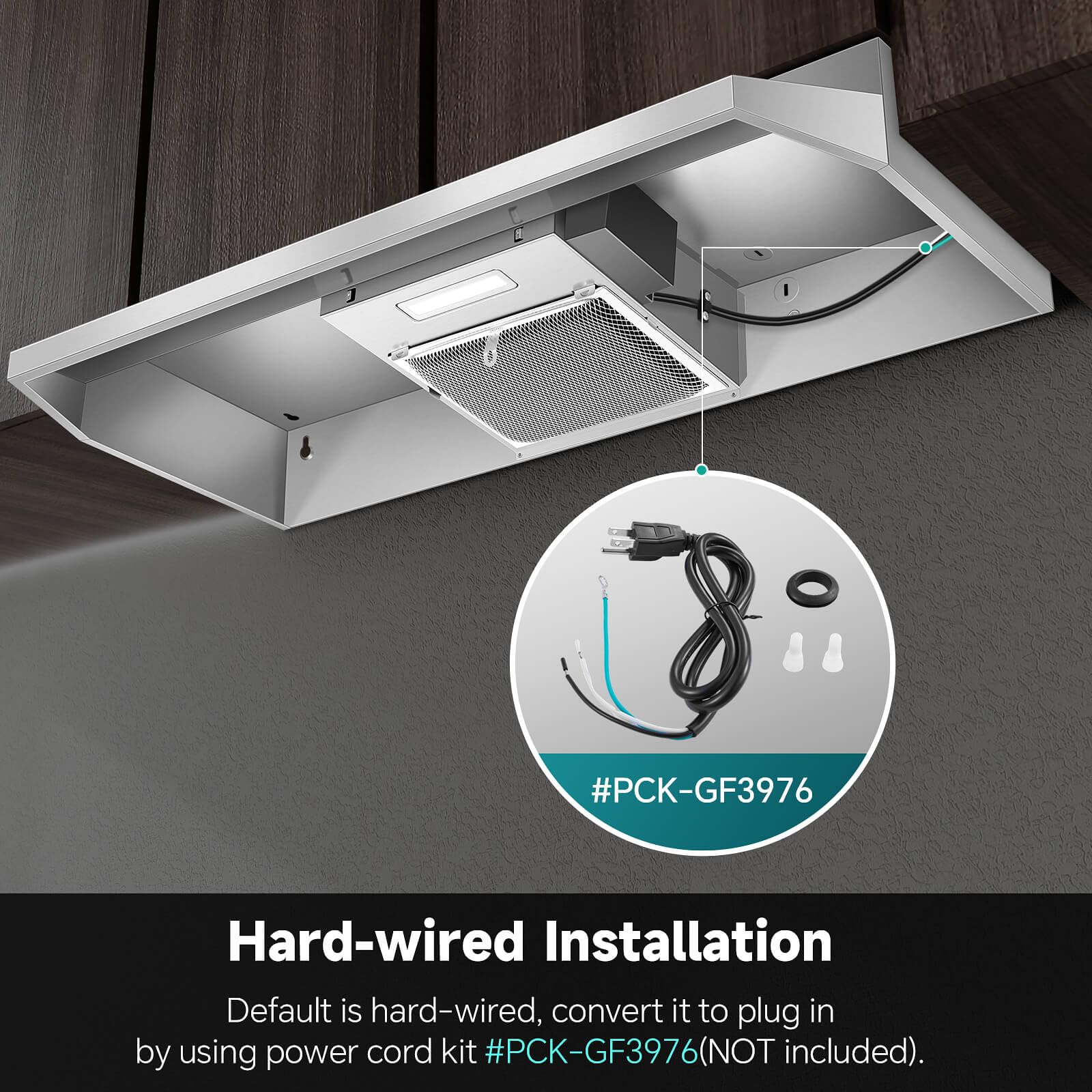 SNDOAS Range Hood 30 inch Under Cabinet, Ducted/Ductless Convertible Kitchen Hood, Stainless Steel Vent Hood with LED Light,Under Cabinet Hood with 2 Speed Exhaust Fan,Black