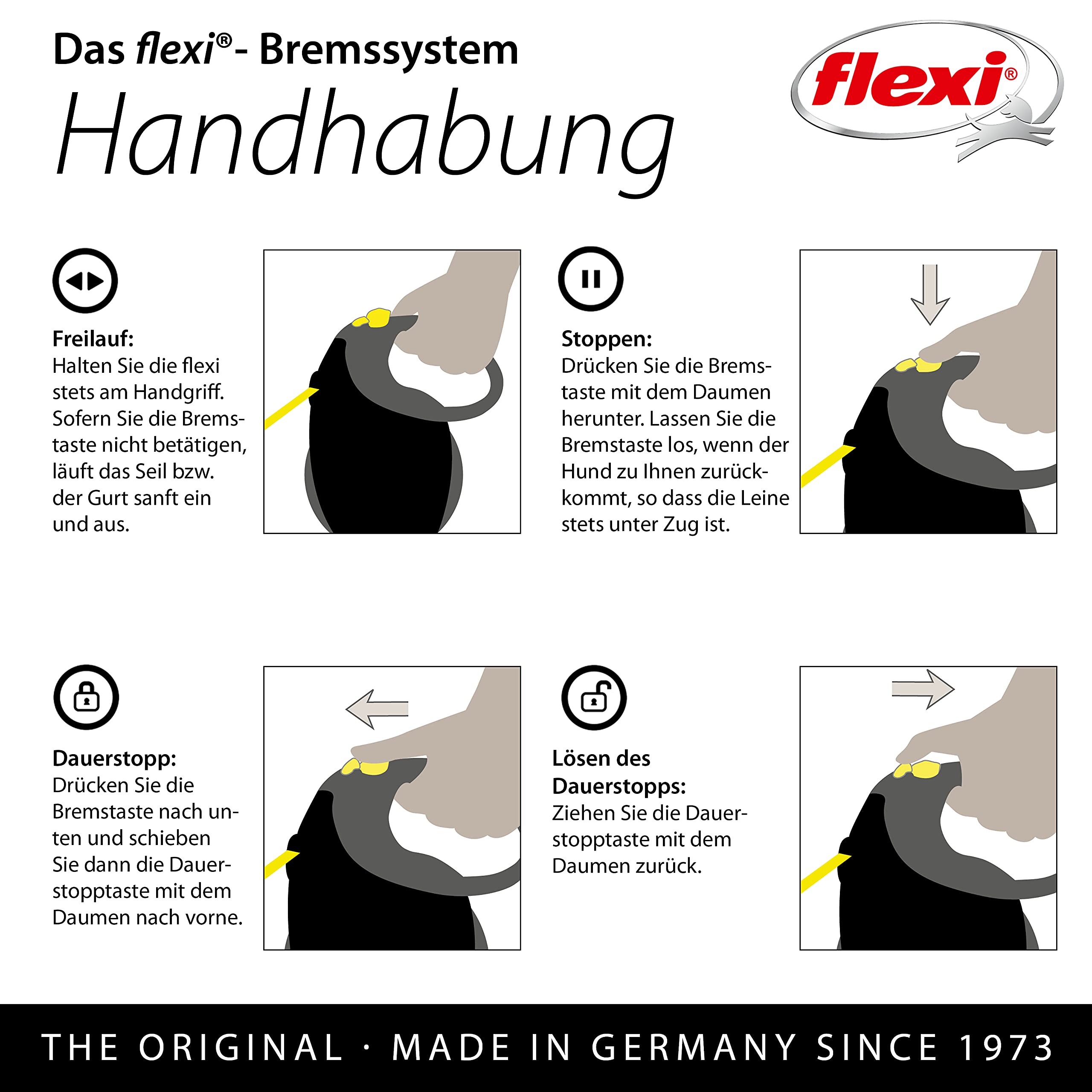 flexi® Giant S/M | 8m Gurt Roll-Leine für Hunde bis 25 kg | schwarz/neon-gelb | ausziehbare Hundeleine | Gewicht 438.4 gr | Maße 15.3 x 19.2 cm