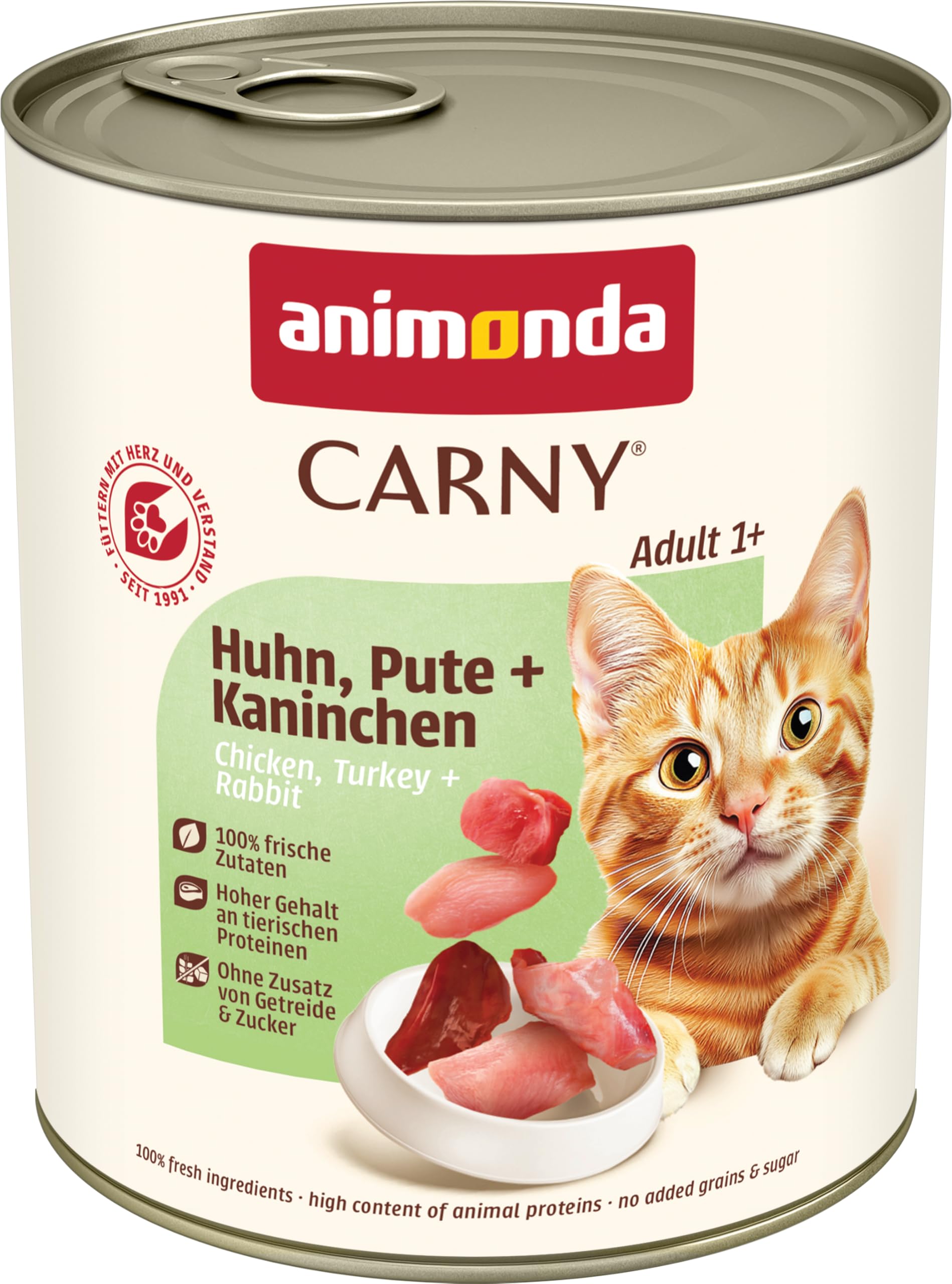 animonda Carny Adult Huhn + Lachs (6 x 400 g), Katzennassfutter für ausgewachsene Katzen, Nassfutter mit 100 % frischen, fleischlichen Zutaten, Katzenfutter ohne Getreide und Zucker