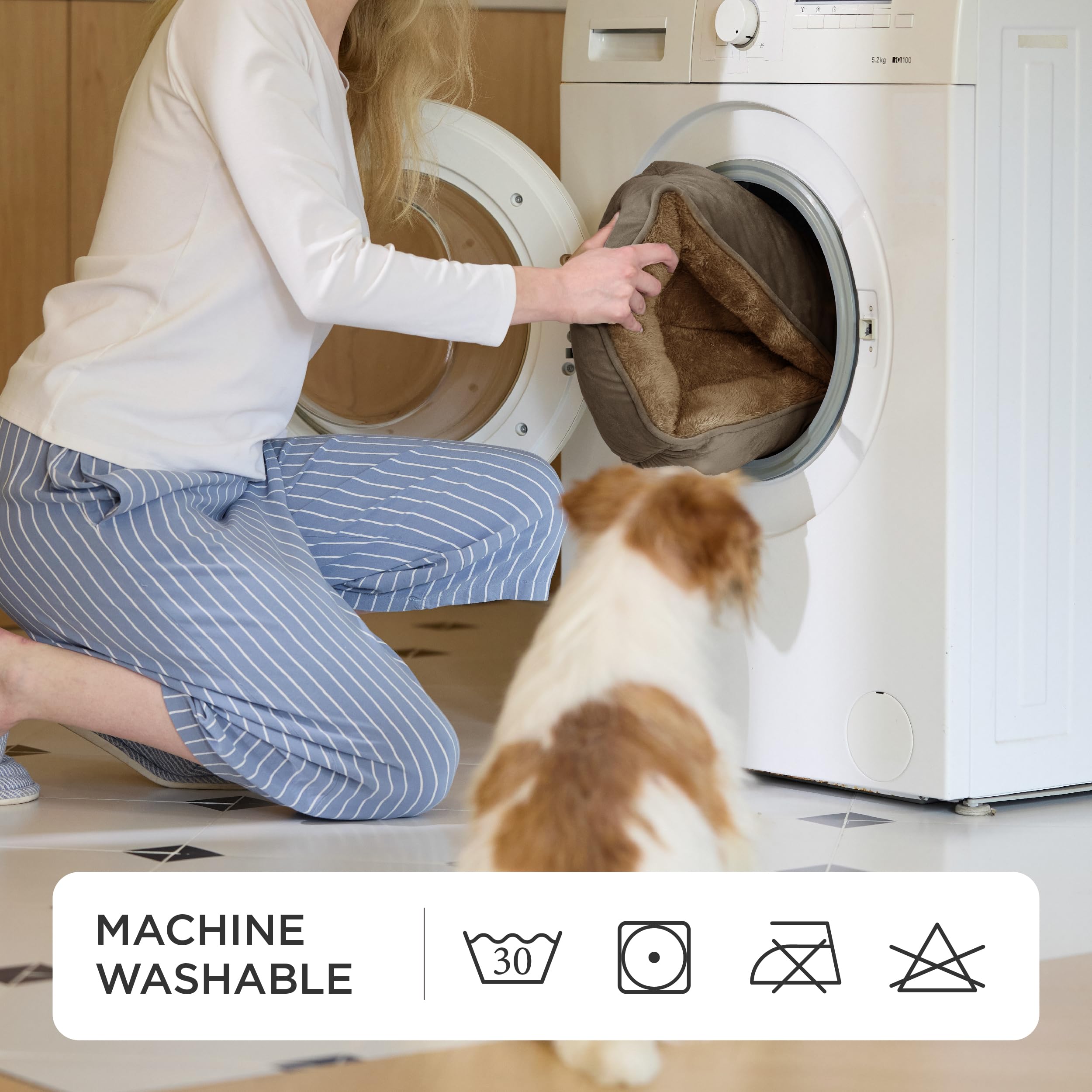 BEDSURE Katzenbett waschbar Katzen Bettchen - 51x41cm Katzenkorb Indoor mit Rutschfester Basis, quadratisches Hundebett für kleine Hunde mit weichem Rand, grau