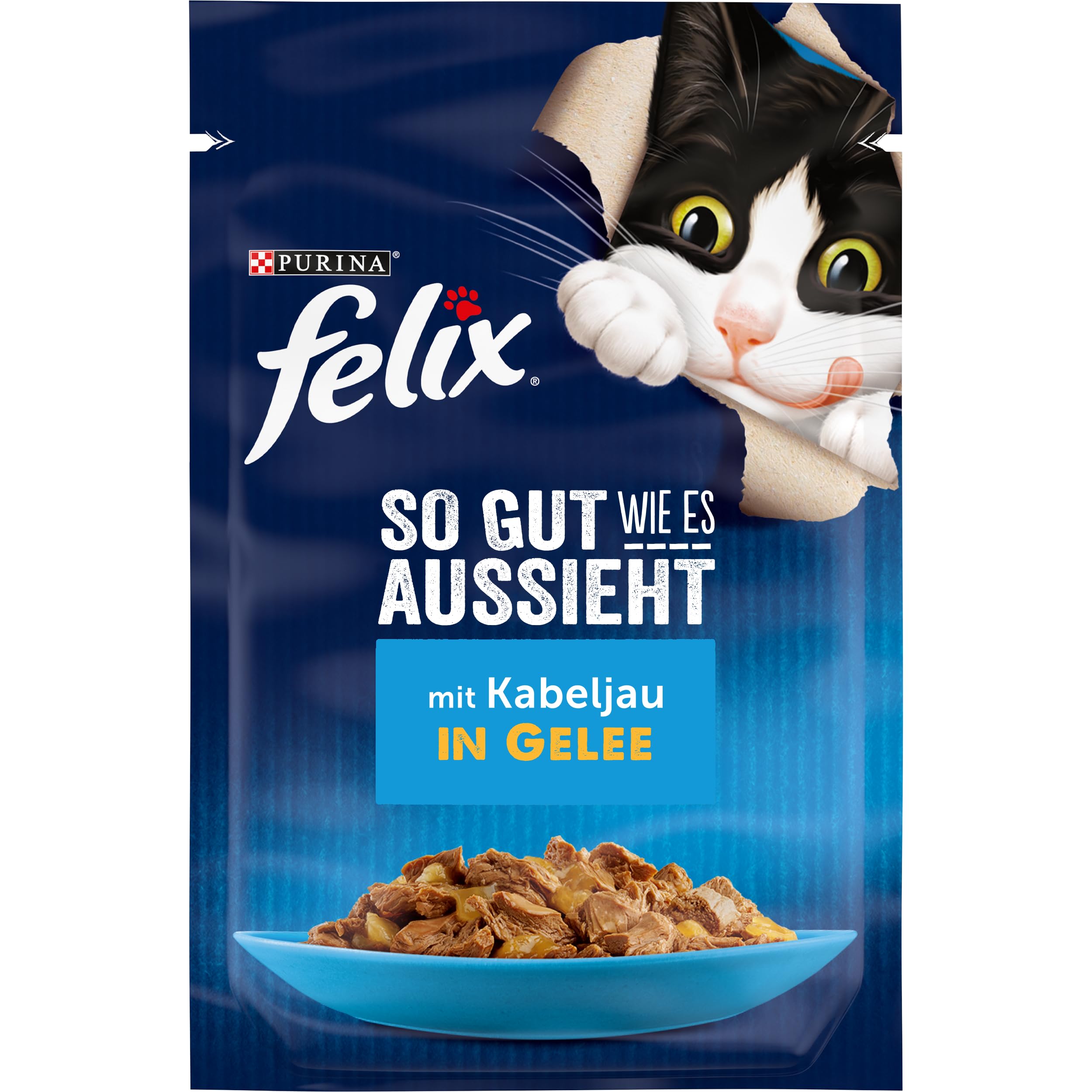 Felix So gut wie es aussieht Katzenfutter nass in Gelee, mit Huhn, 26er Pack (26 x 85g)