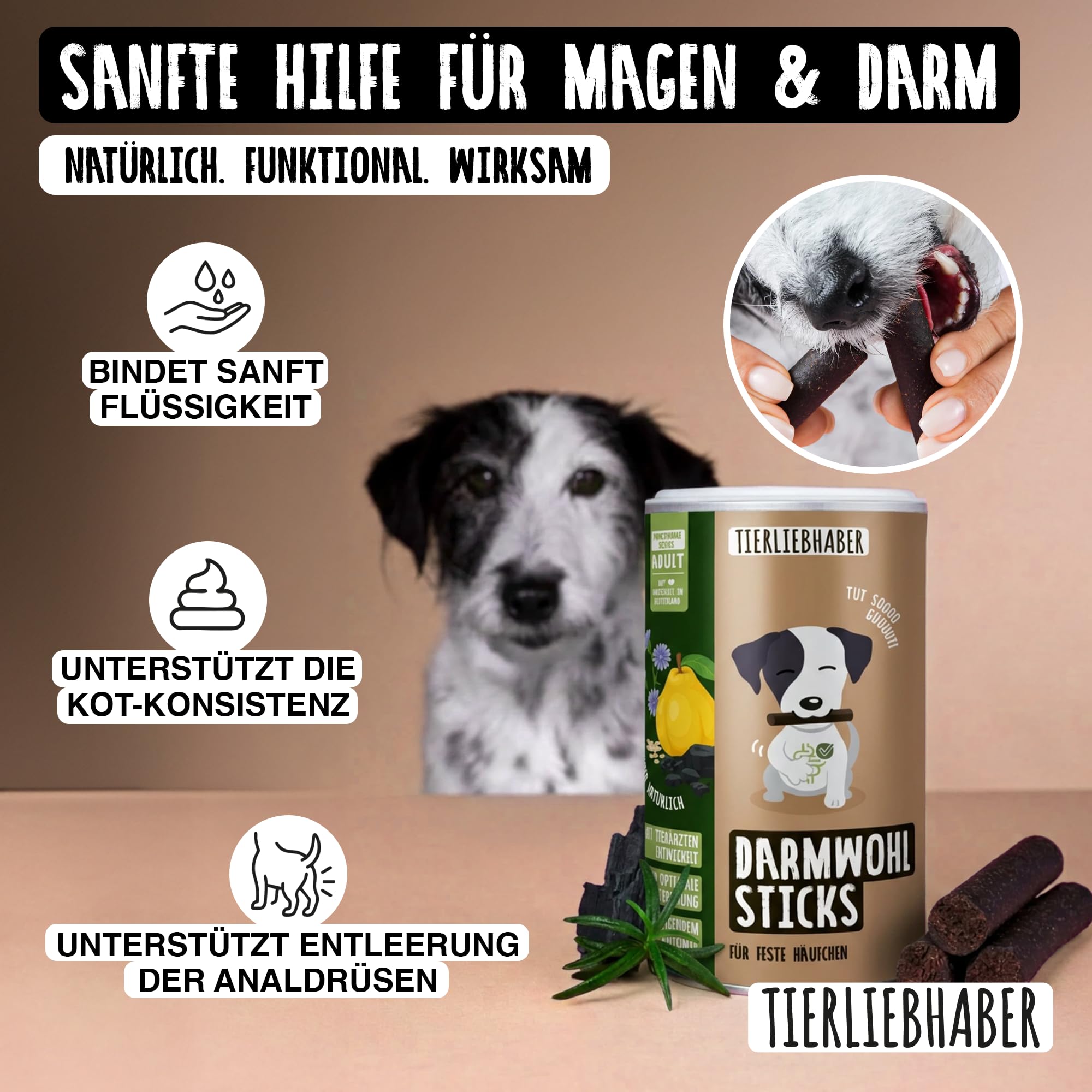 TIERLIEBHABER – Gras- & Kotfresser Drops bei Sodbrennen Hund mit Ulmenrinde für Hunde – Tierärztlich entwickelt – Hund Sodbrennen Drops angereichert mit Moor und Fenchel – 350 g mit ca. 160 Drops