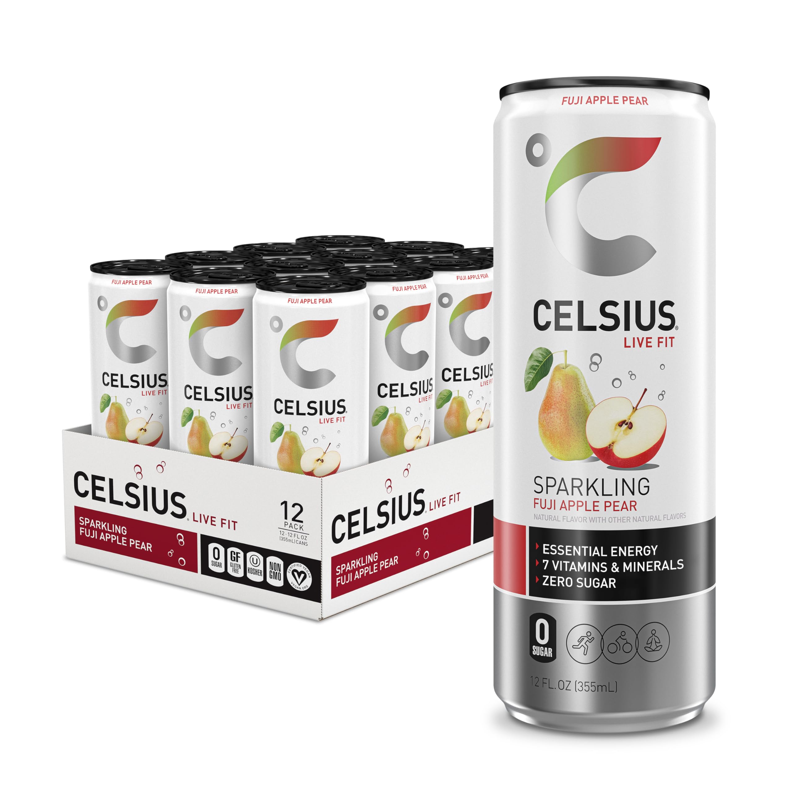 CELSIUS Sparkling Kiwi Guava, Functional Essential Energy Drink 12 Fl Oz (Pack of 12)