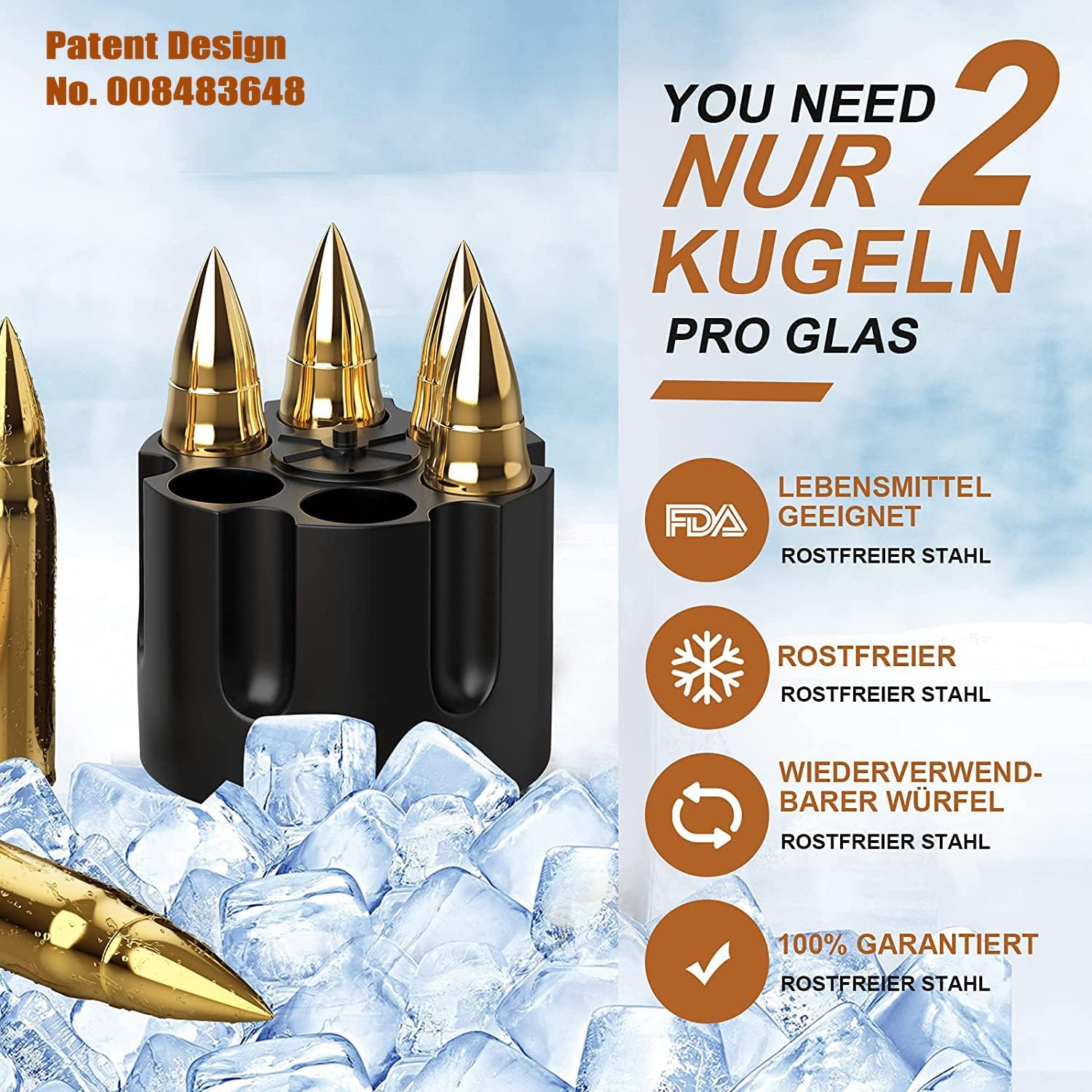 Vatertagsgeschenke für Papa Männer, Whisky Steine für Jäger, Coole Jagd Geschenk für Ihn, Geschenk Vatertag Geburtstagsgeschenk für Papa Partner Ehemann, Edelstahl Eiswürfel Wiederverwendbar