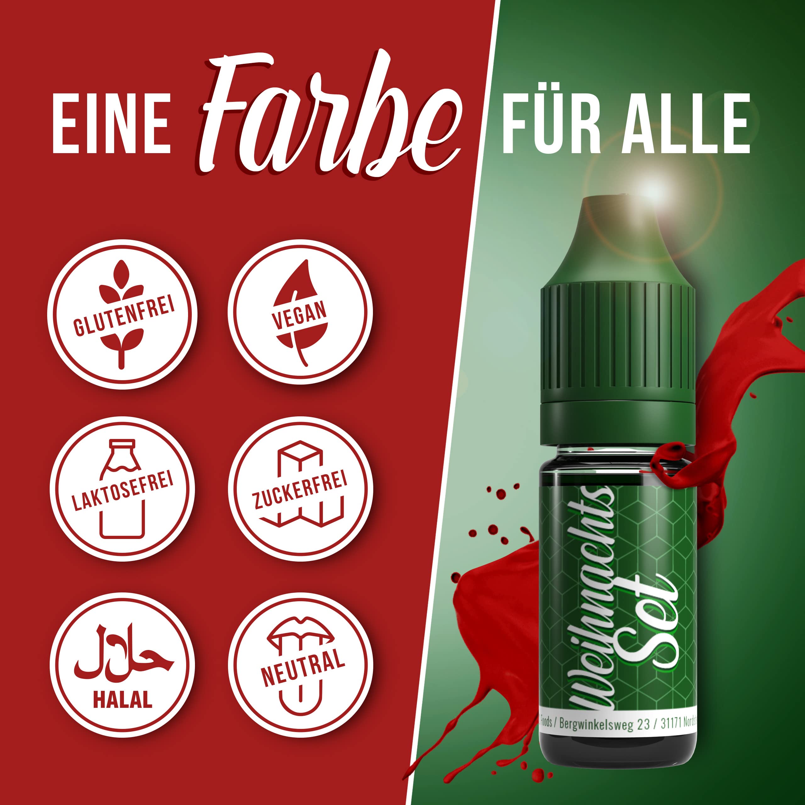 Belissia Lebensmittelfarbe Set – 8x10ml flüssig & hochkonzentriert – Lebensmittelechte Speisefarbe zum Backen, Kochen, Fondant & DIY - vegan, stark färbend, geschmacksneutral